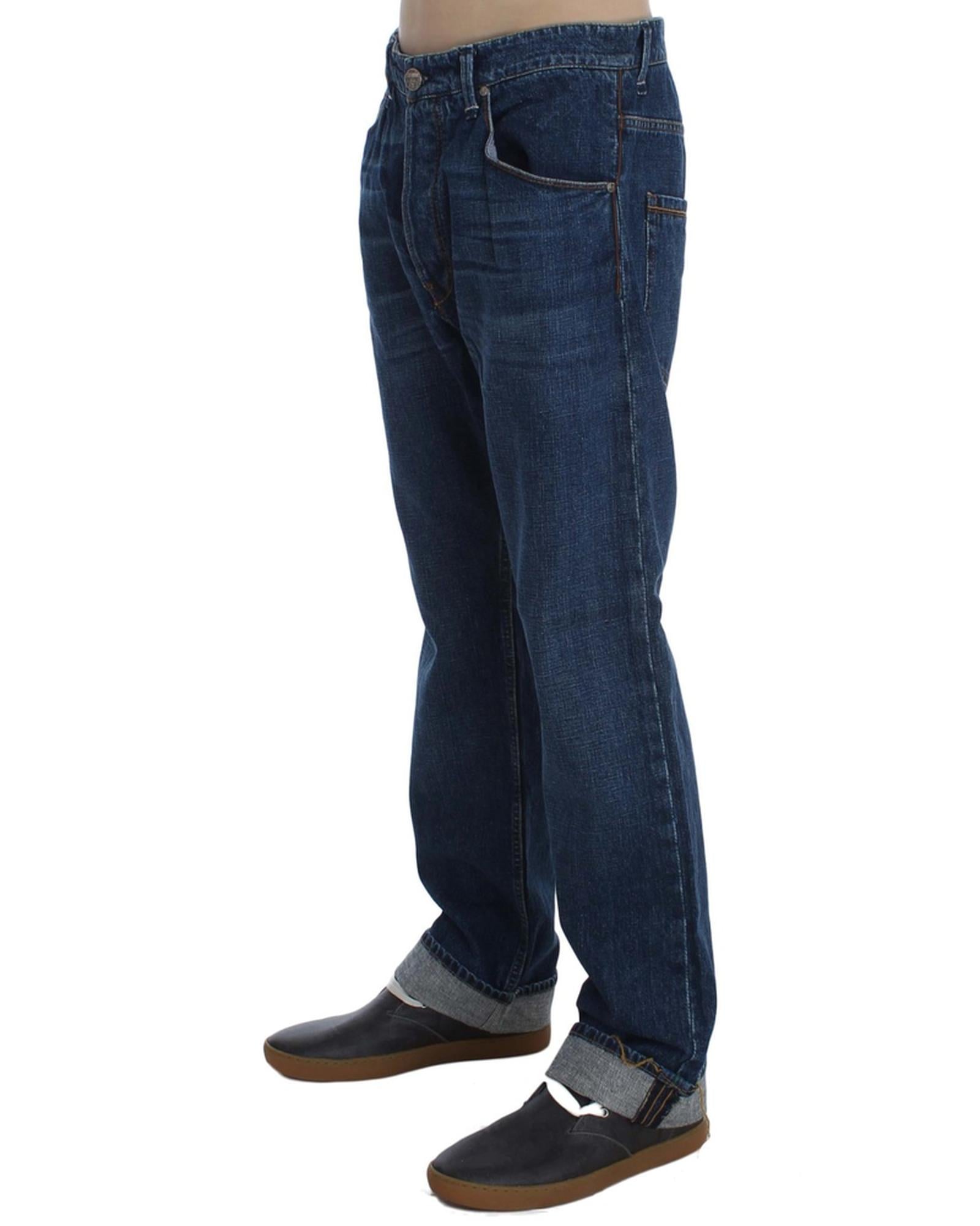Baggy Loose Blue Wash Jeans with Logo Details by ACHT W34 US Men Secondary image