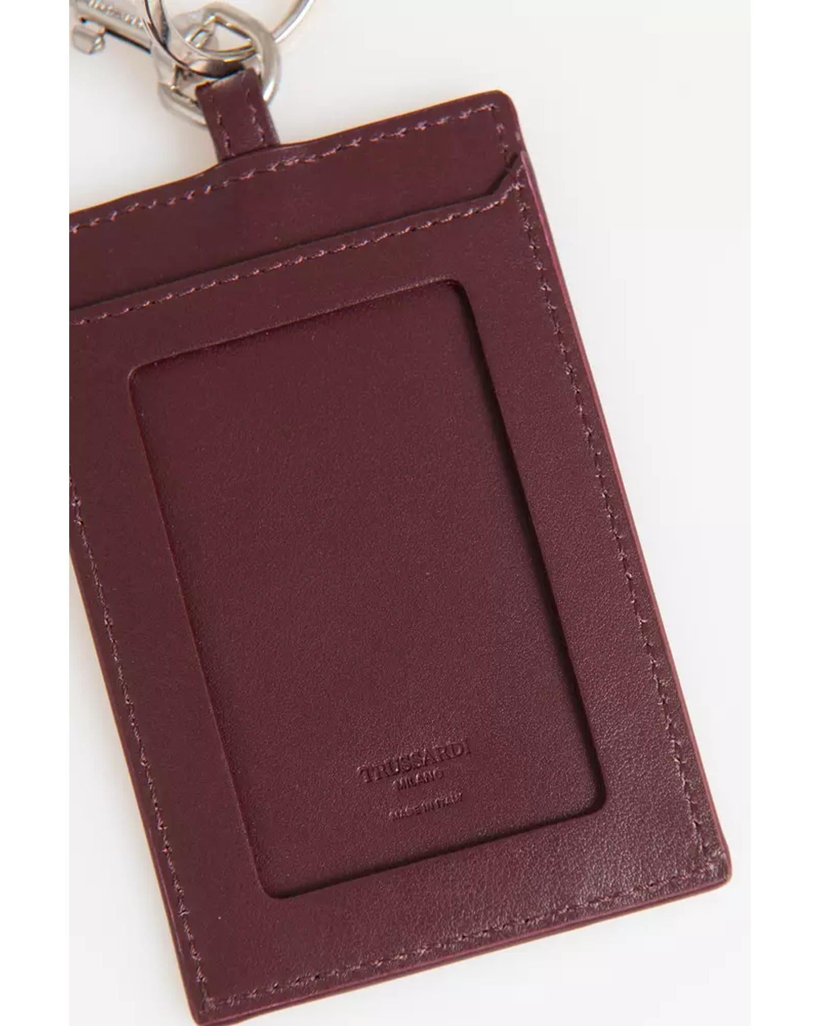 Leather Badge Holder with Hammered Detailing and Shiny Key Ring One Size Men Secondary image