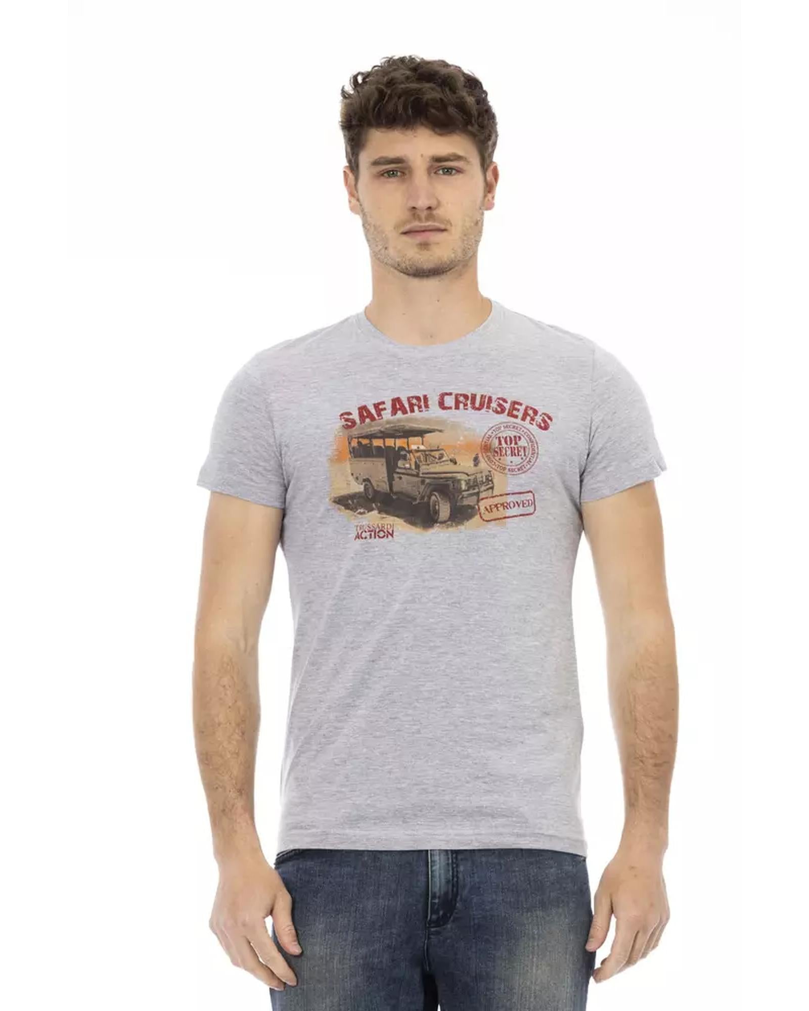 Short Sleeve Round Neck T-shirt with Front Print XL Men Main image