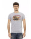 Short Sleeve Round Neck T-shirt with Front Print XL Men