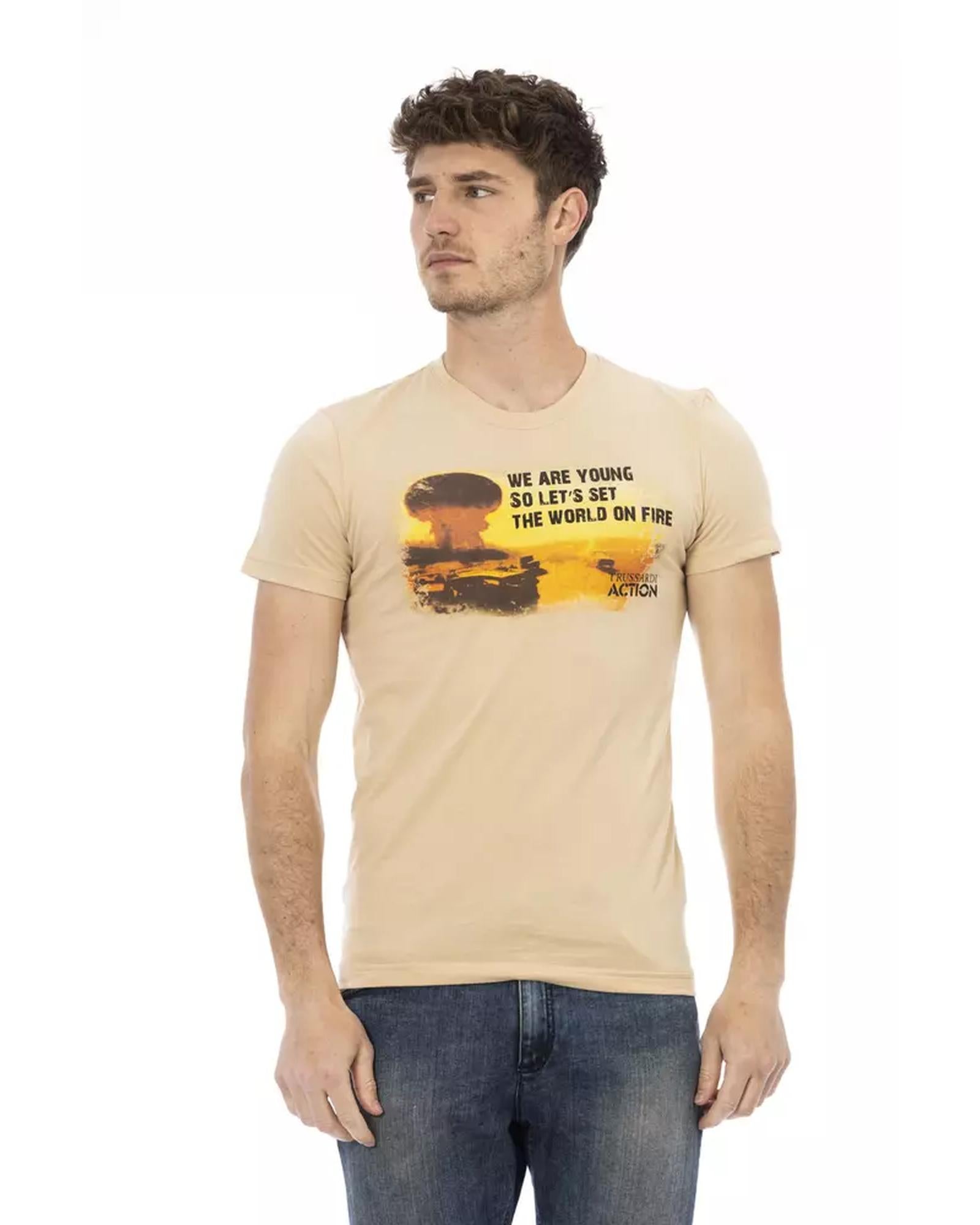 Printed Short Sleeve T-Shirt with Round Neck L Men Main image