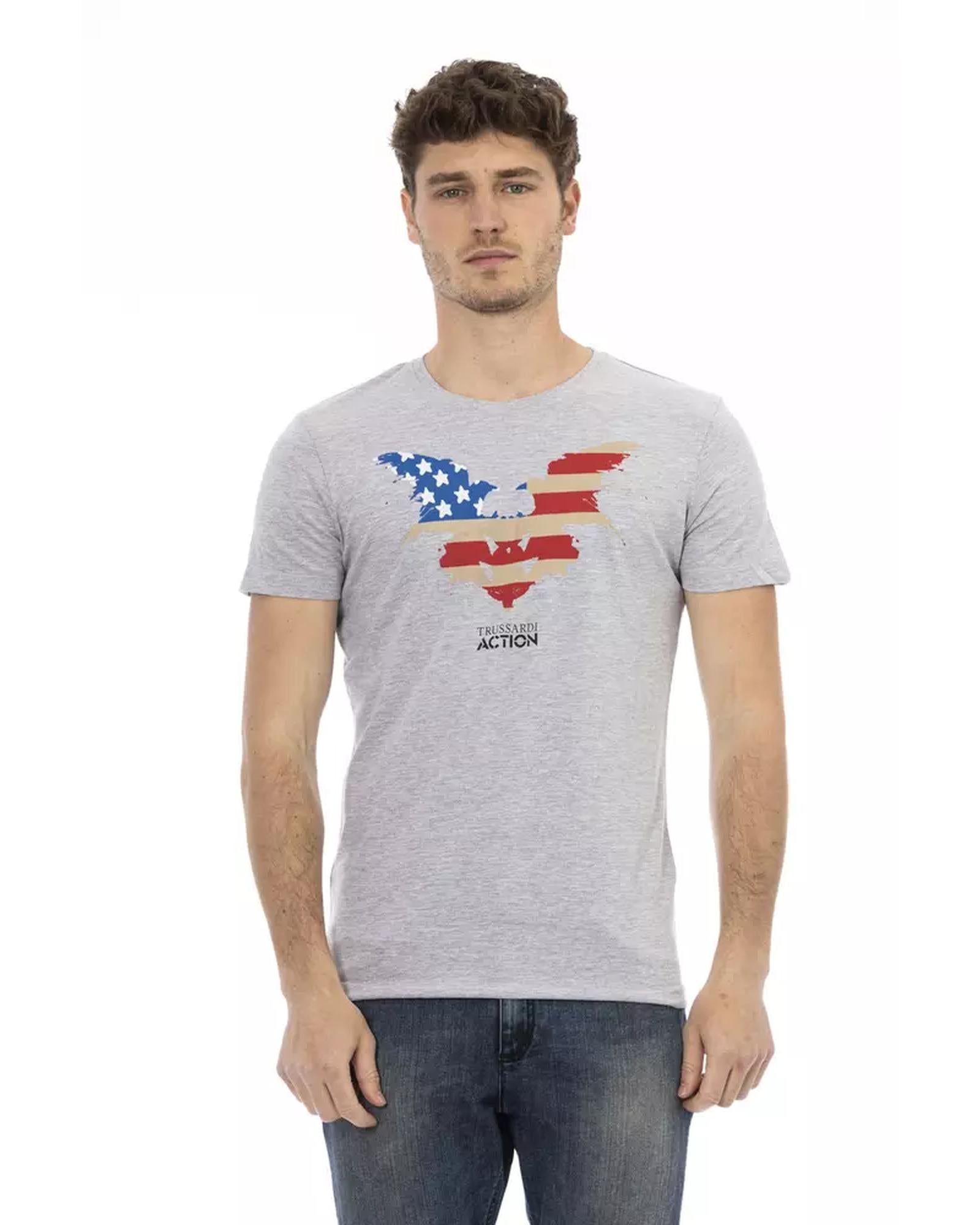Short Sleeve Round Neck T-shirt with Front Print 2XL Men Main image