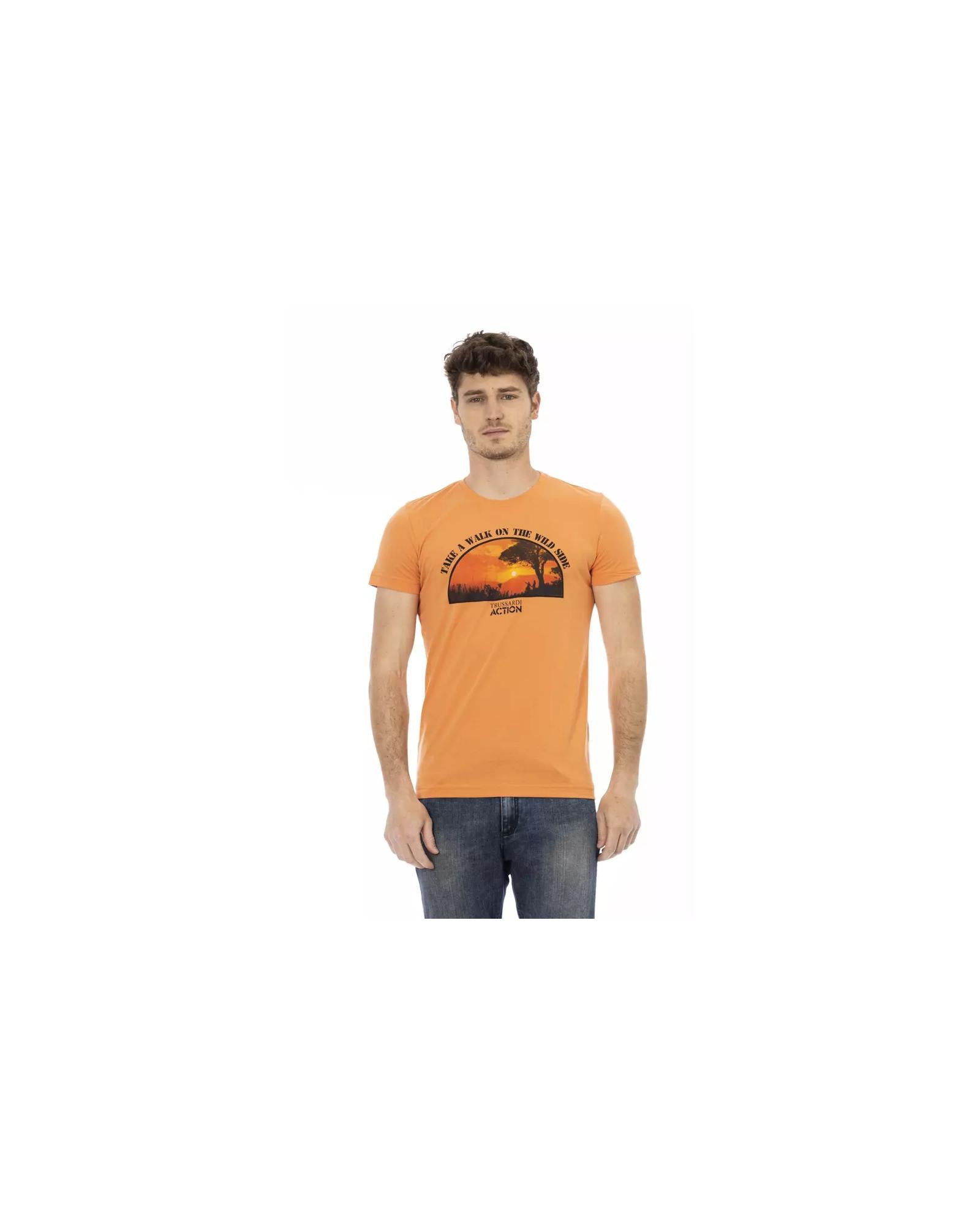 Short Sleeve T-shirt with Round Neck and Front Print L Men Main image