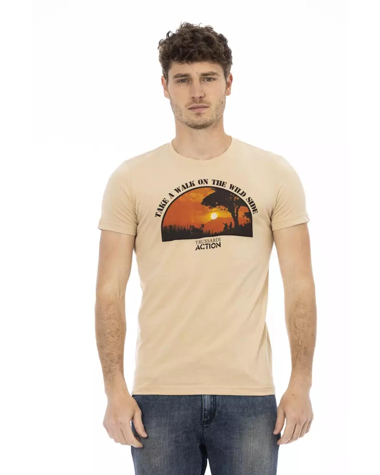 Short Sleeve T-shirt with Round Neck and Front Print L Men Main image