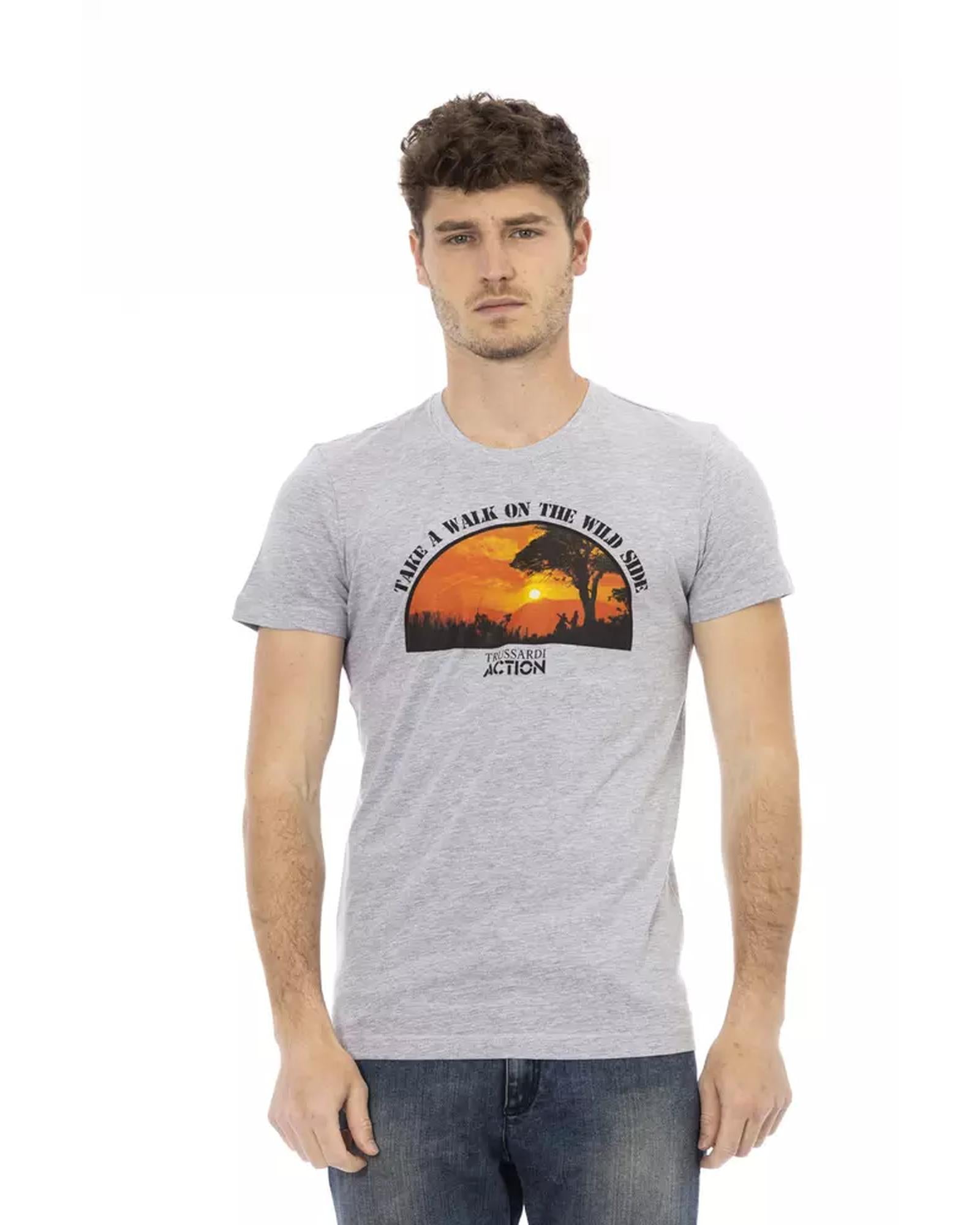 Short Sleeve T-shirt with Round Neck and Front Print M Men Main image