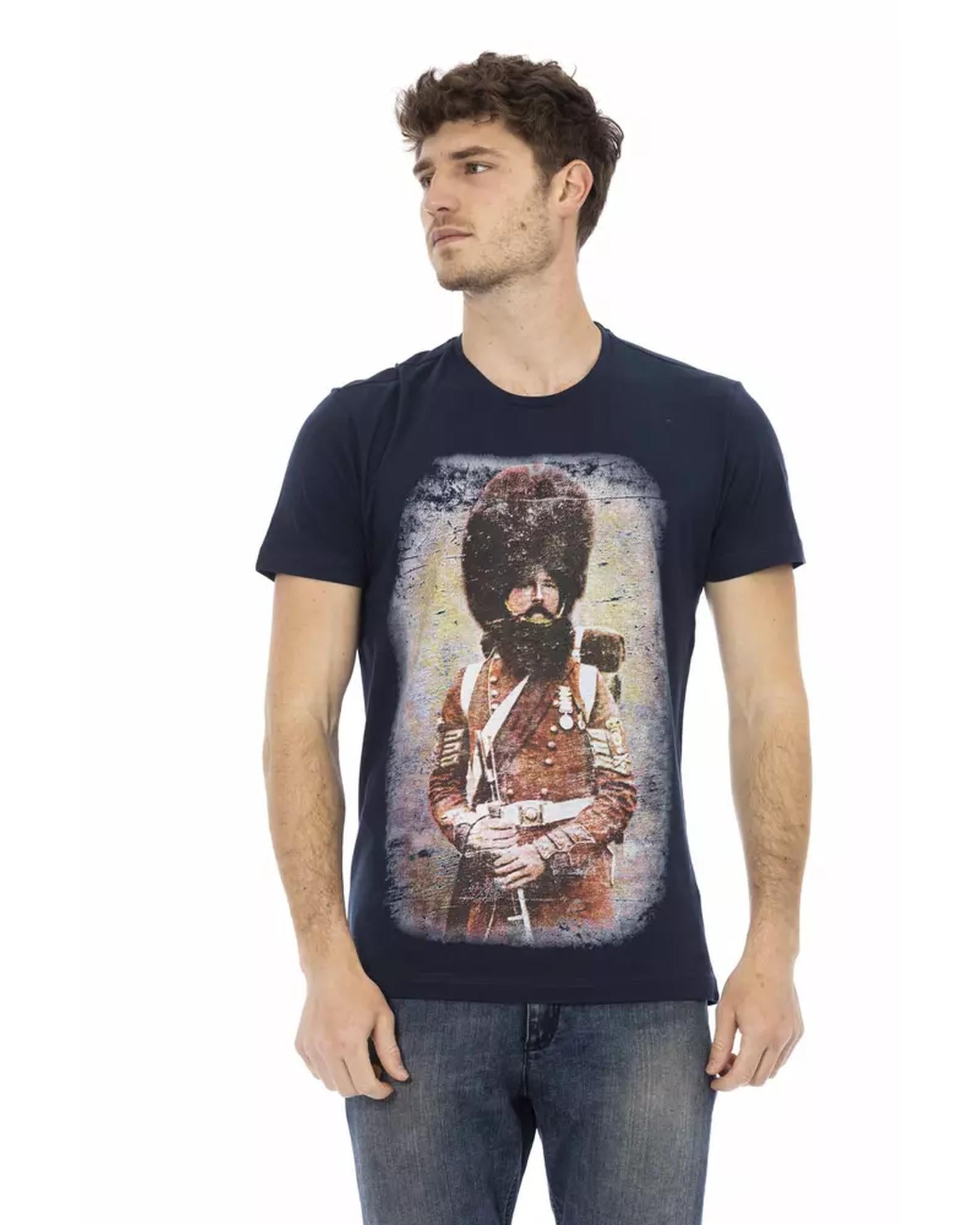 Short Sleeve T-shirt with Round Neck and Front Print S Men Main image