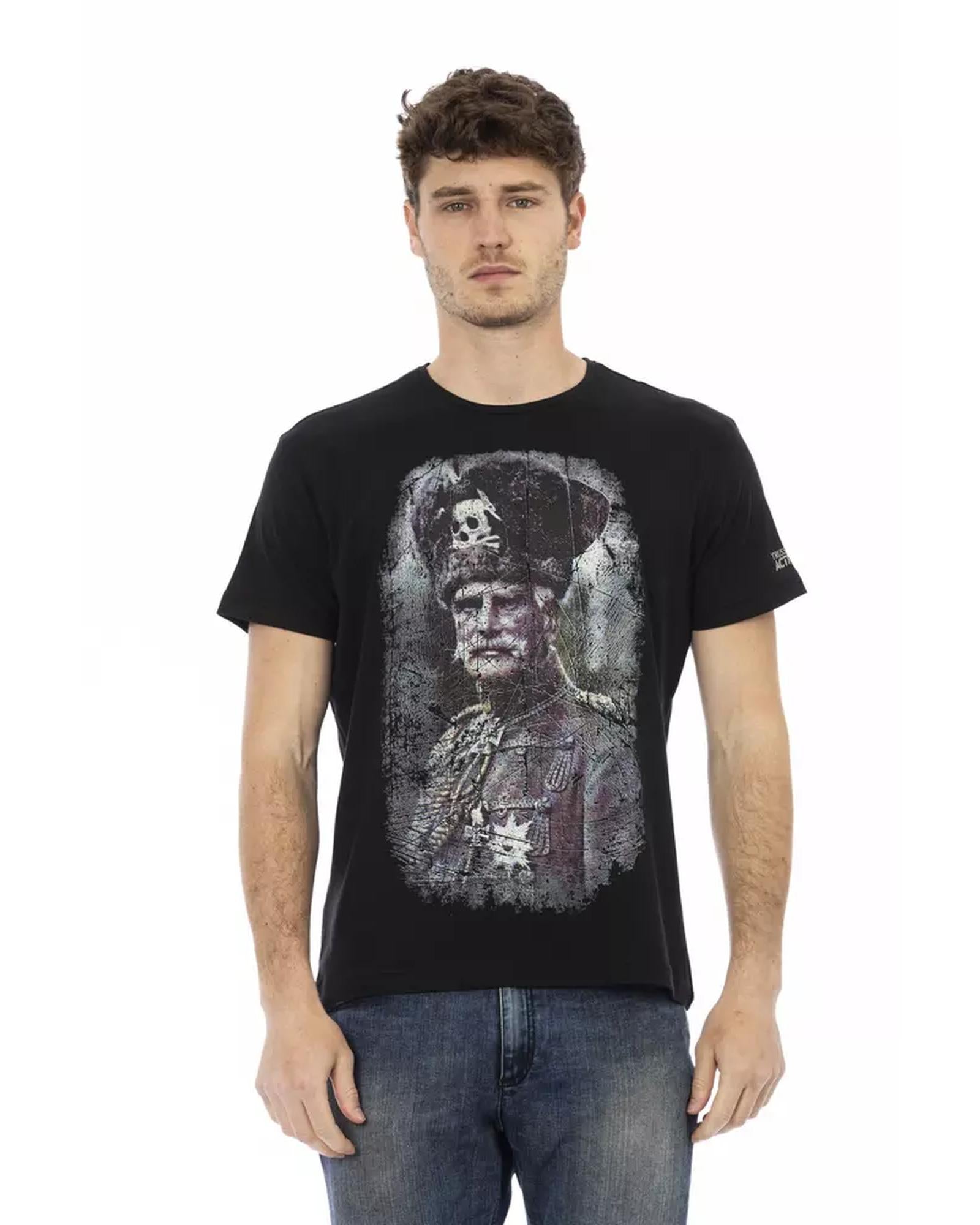 Short Sleeve Round Neck T-shirt with Front Print M Men Main image