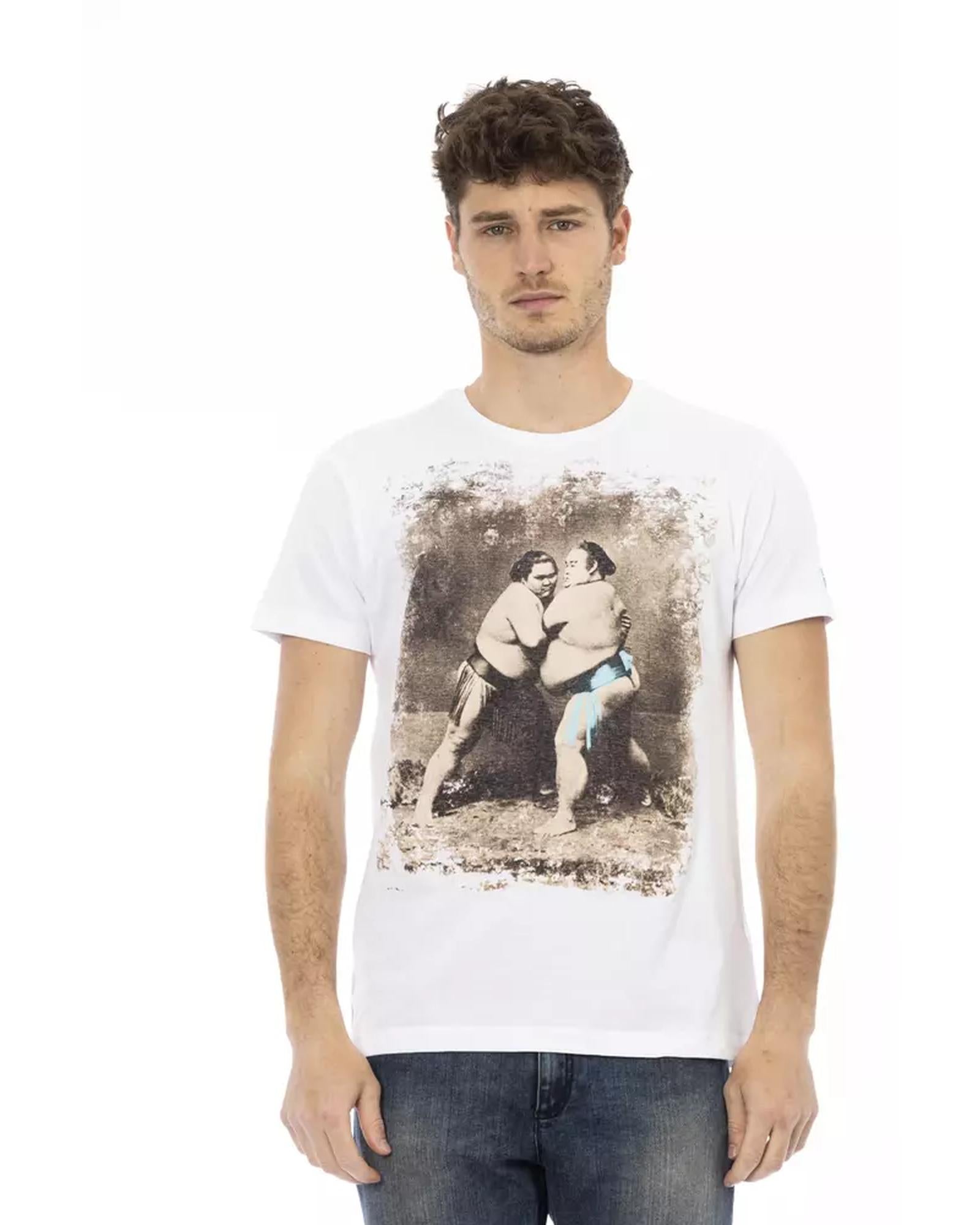 Short Sleeve T-shirt with Round Neck and Front Print XL Men Main image