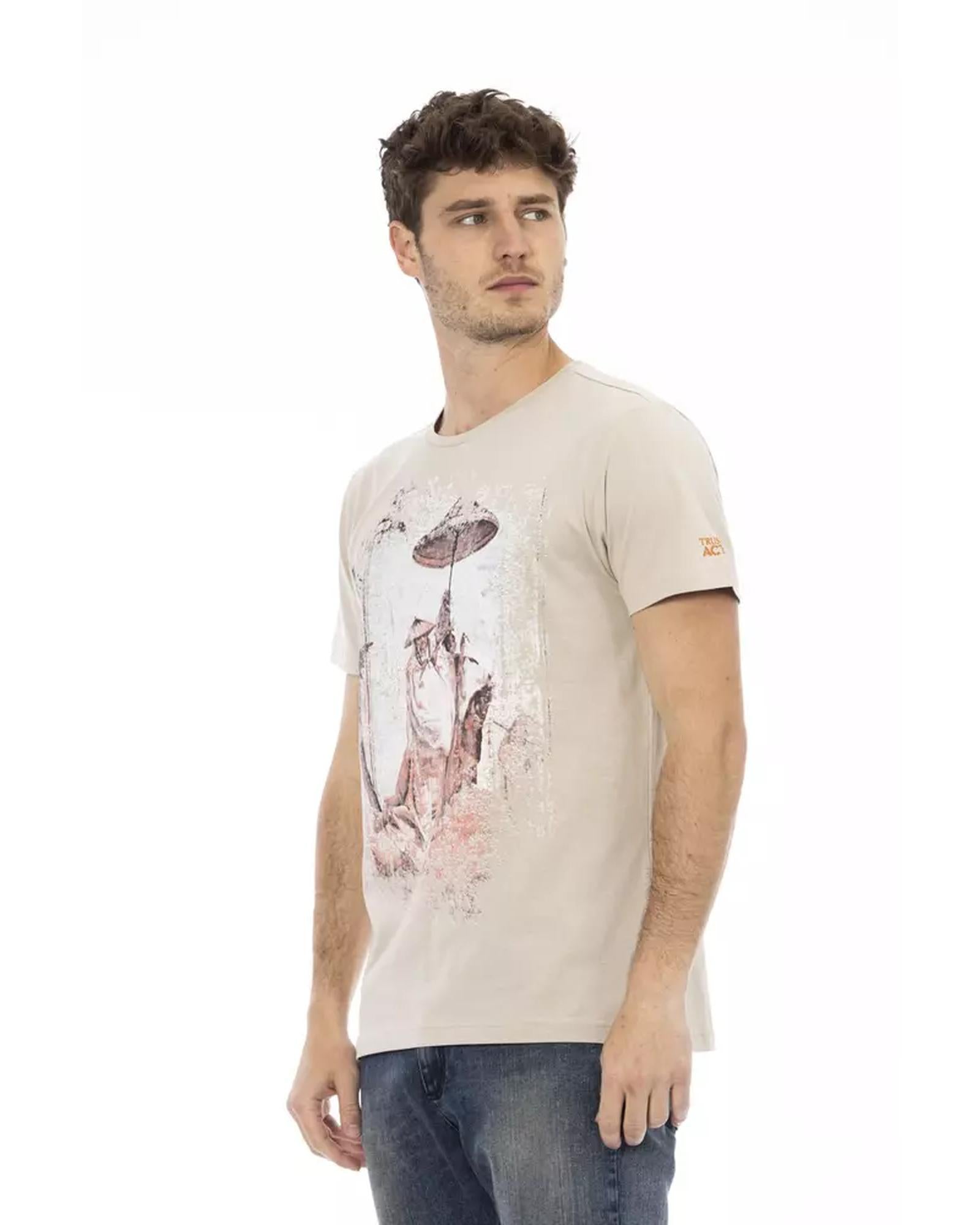 Front Print Short Sleeve T-shirt with Round Neck L Men Secondary image