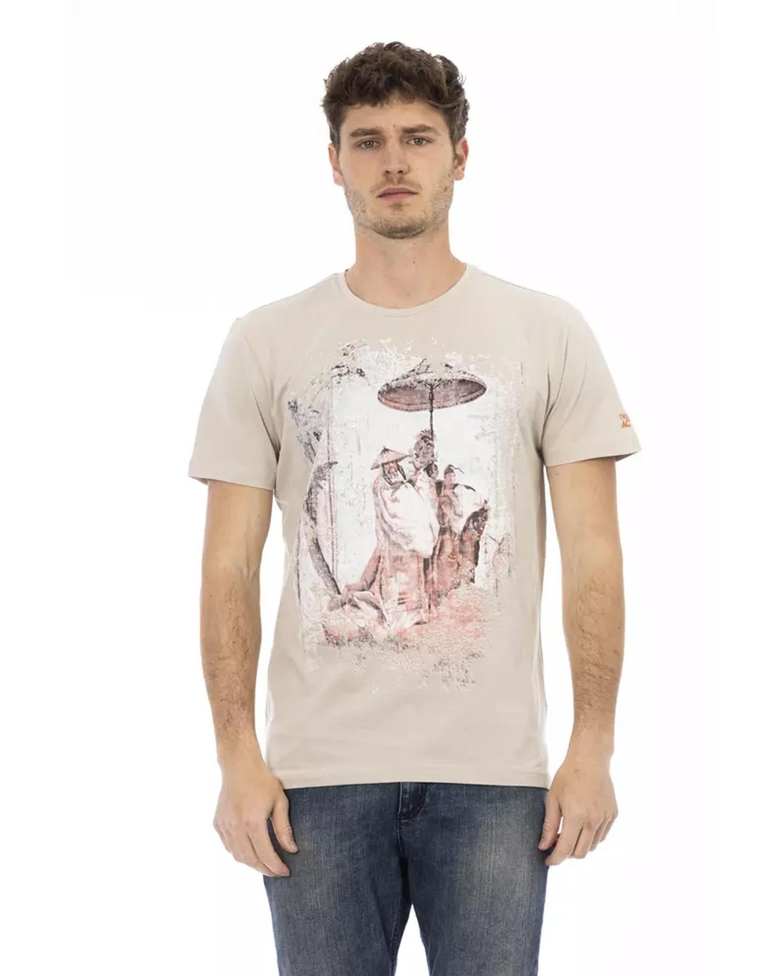 Front Print Short Sleeve T-shirt with Round Neck XL Men Main image
