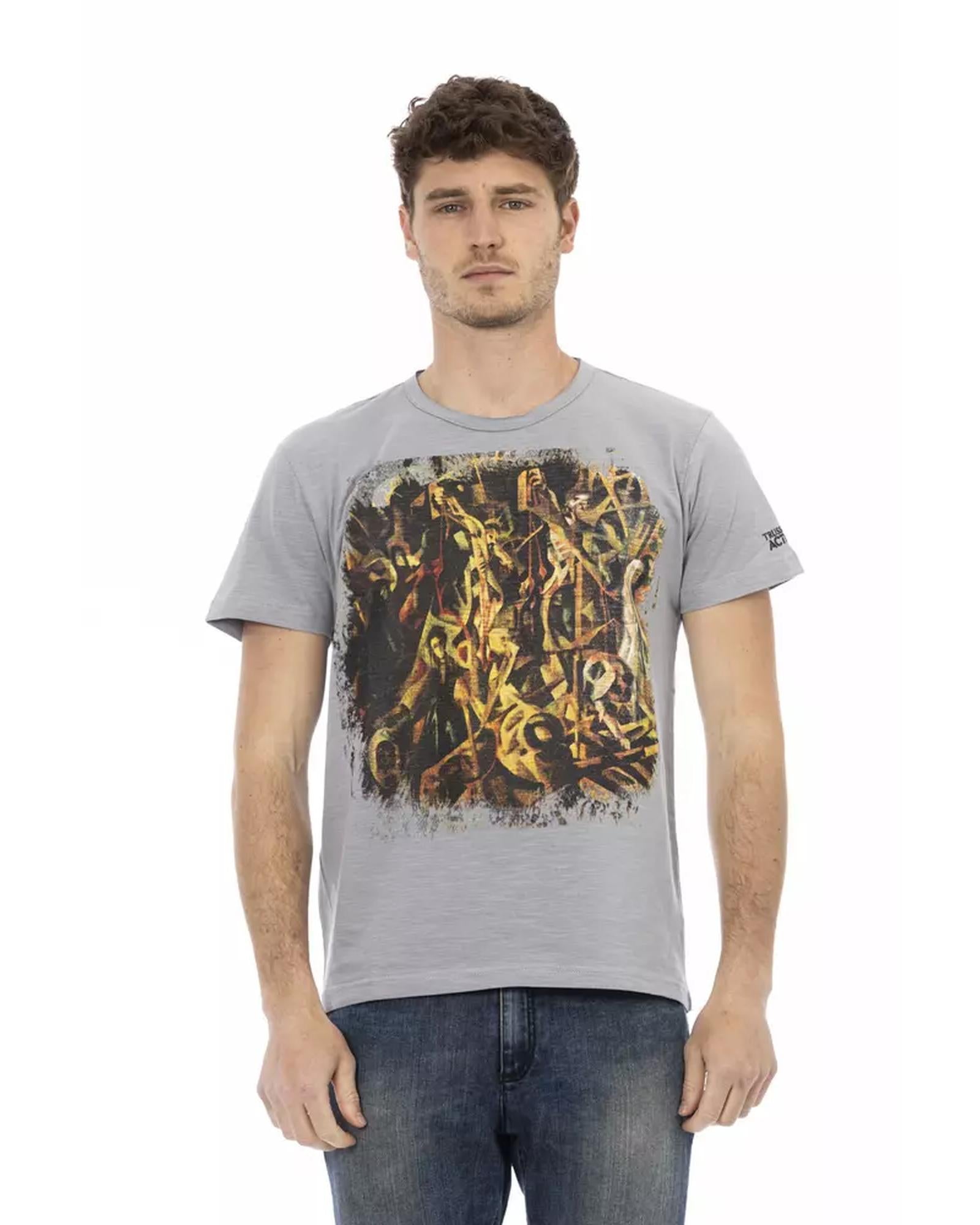Short Sleeve T-shirt with Round Neck and Front Print M Men Main image