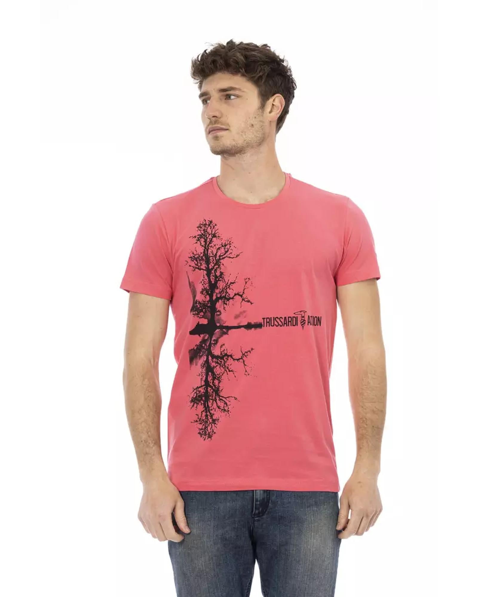 Short Sleeve T-shirt with Round Neck and Front Print L Men Main image