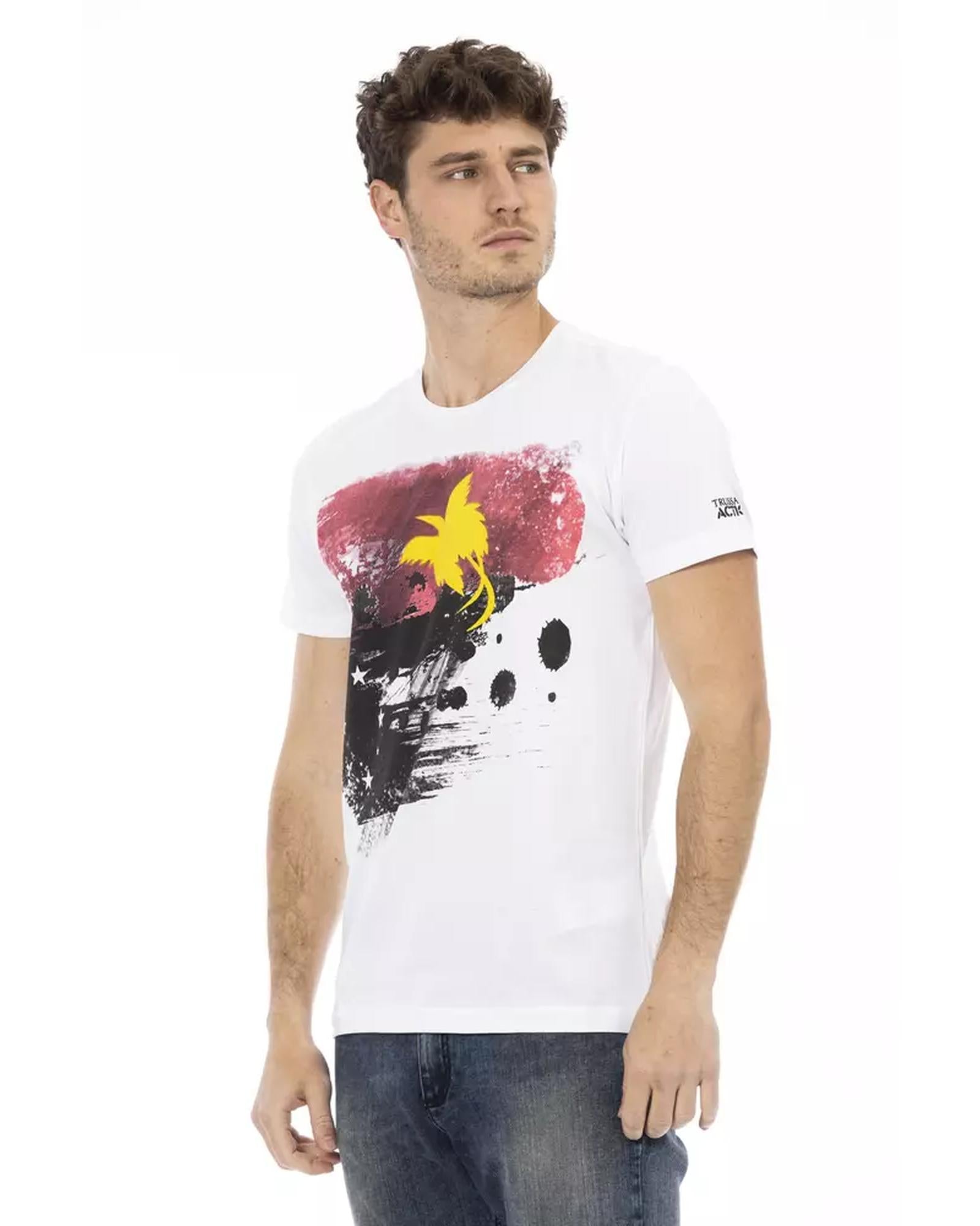 Printed Short Sleeve T-shirt with Round Neck M Men Secondary image
