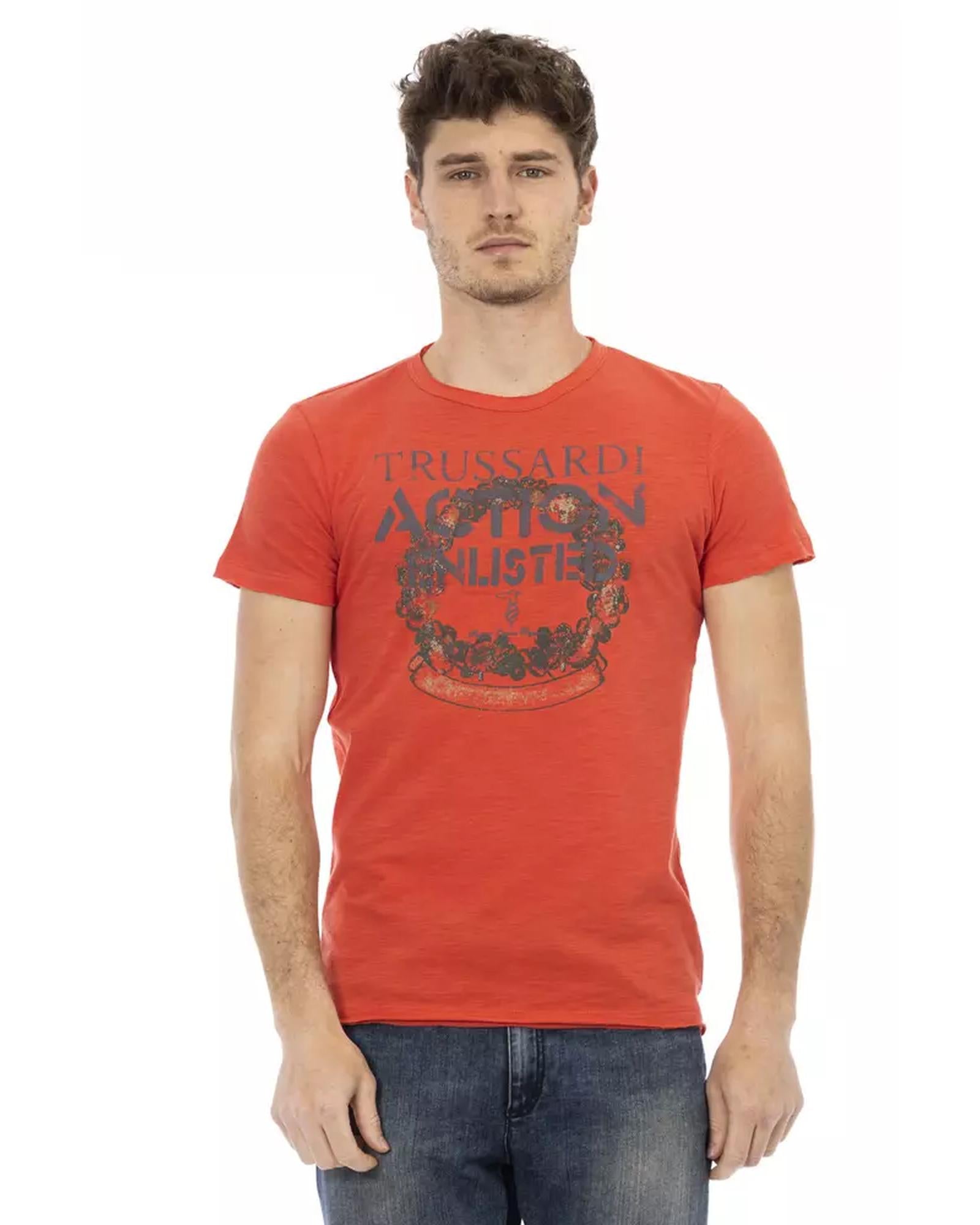 Front Print Short Sleeve T-Shirt with Round Neck XL Men Main image