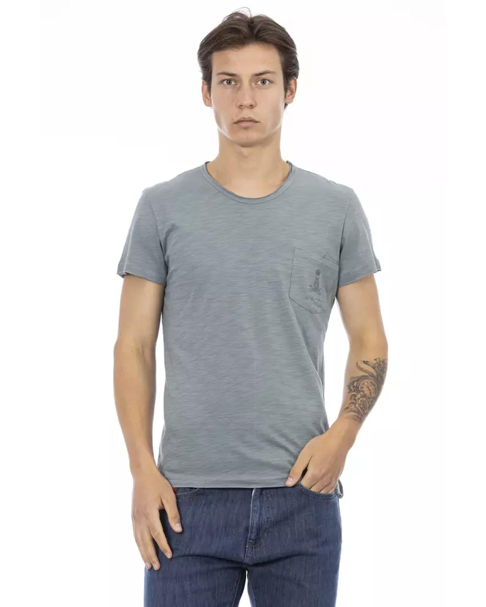 Short Sleeve T-shirt with Round Neck and Chest Pocket Print L Men Main image