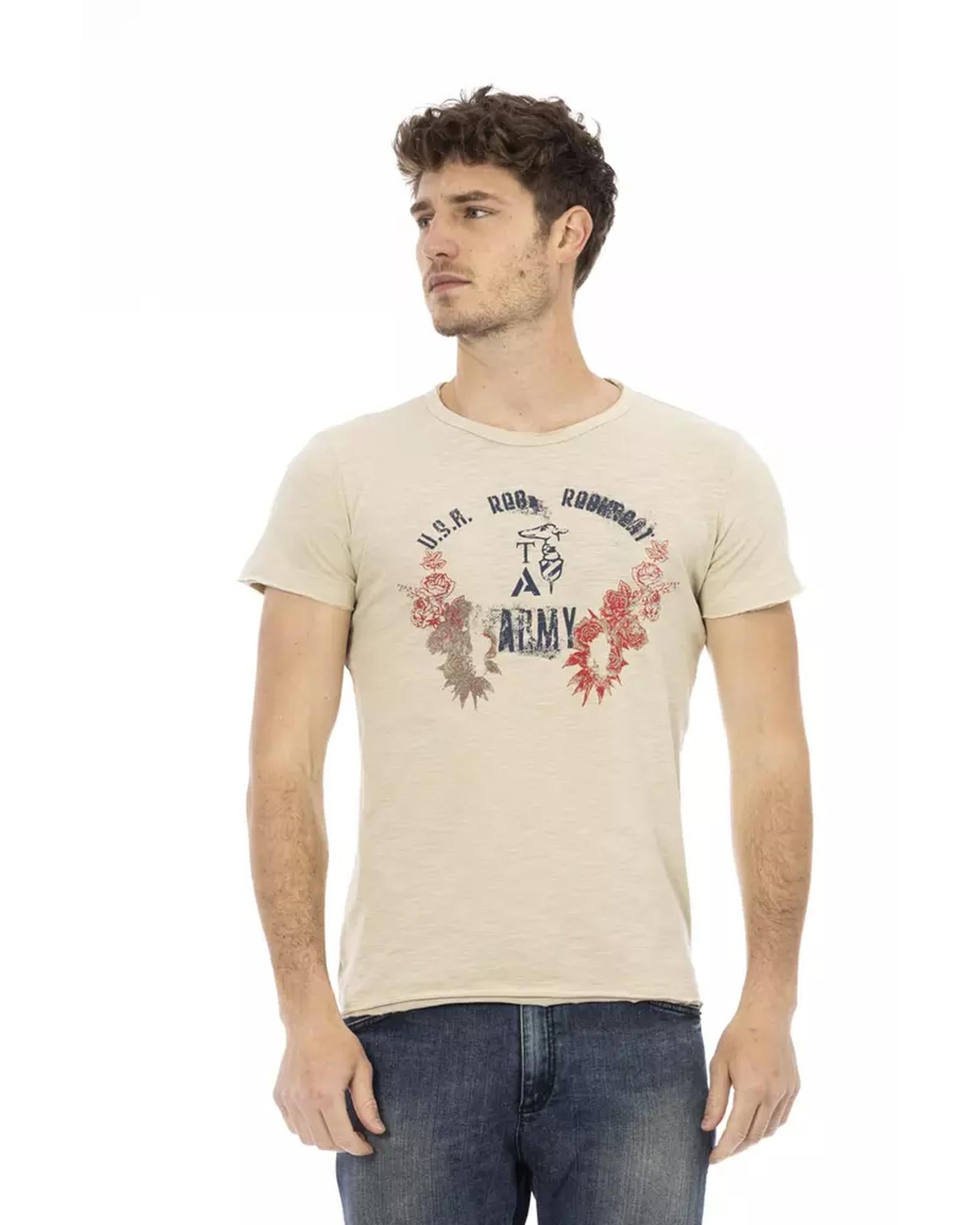 Short Sleeve T-shirt with Round Neck and Front Print - L Main image