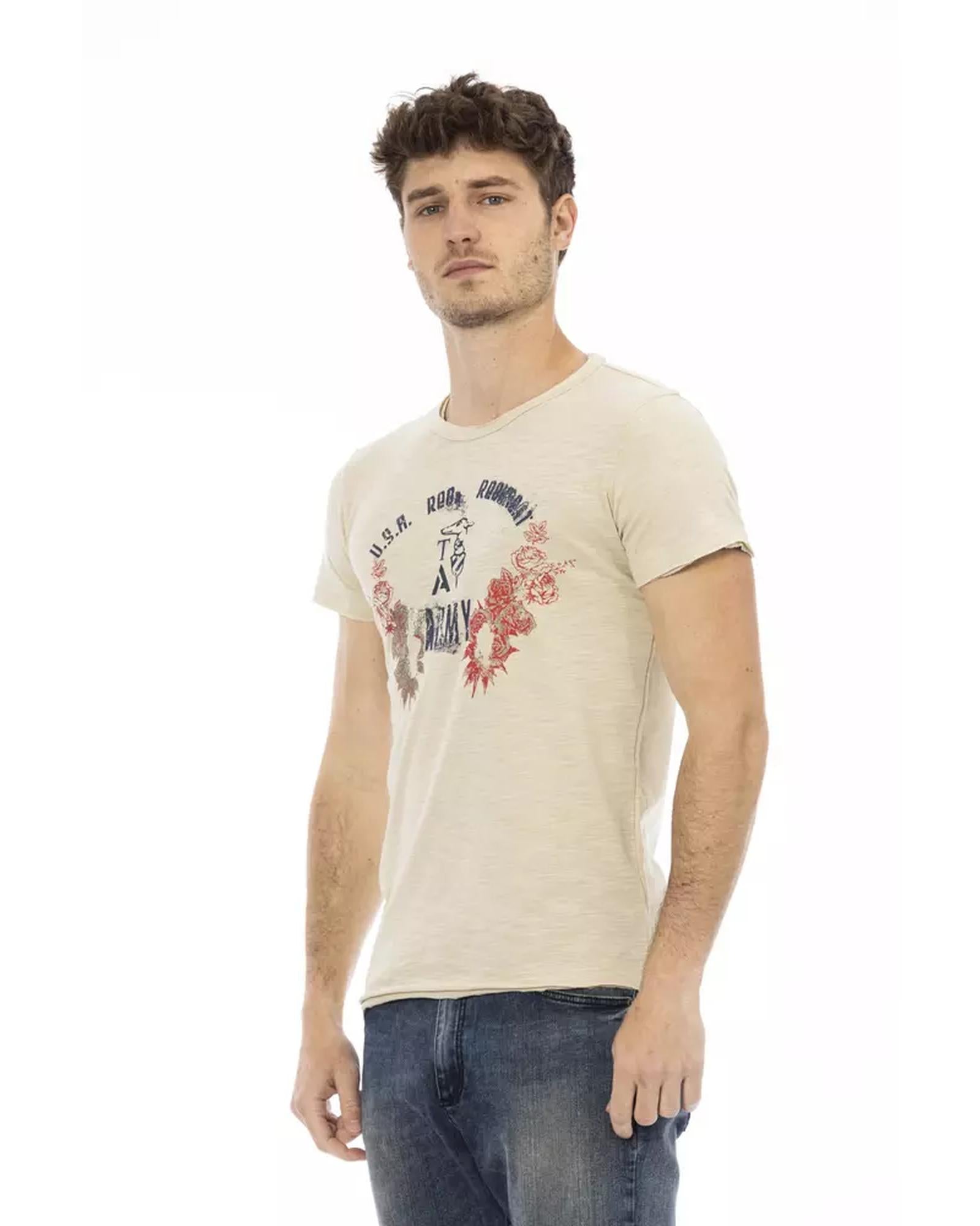 Short Sleeve T-shirt with Round Neck and Front Print - L Secondary image
