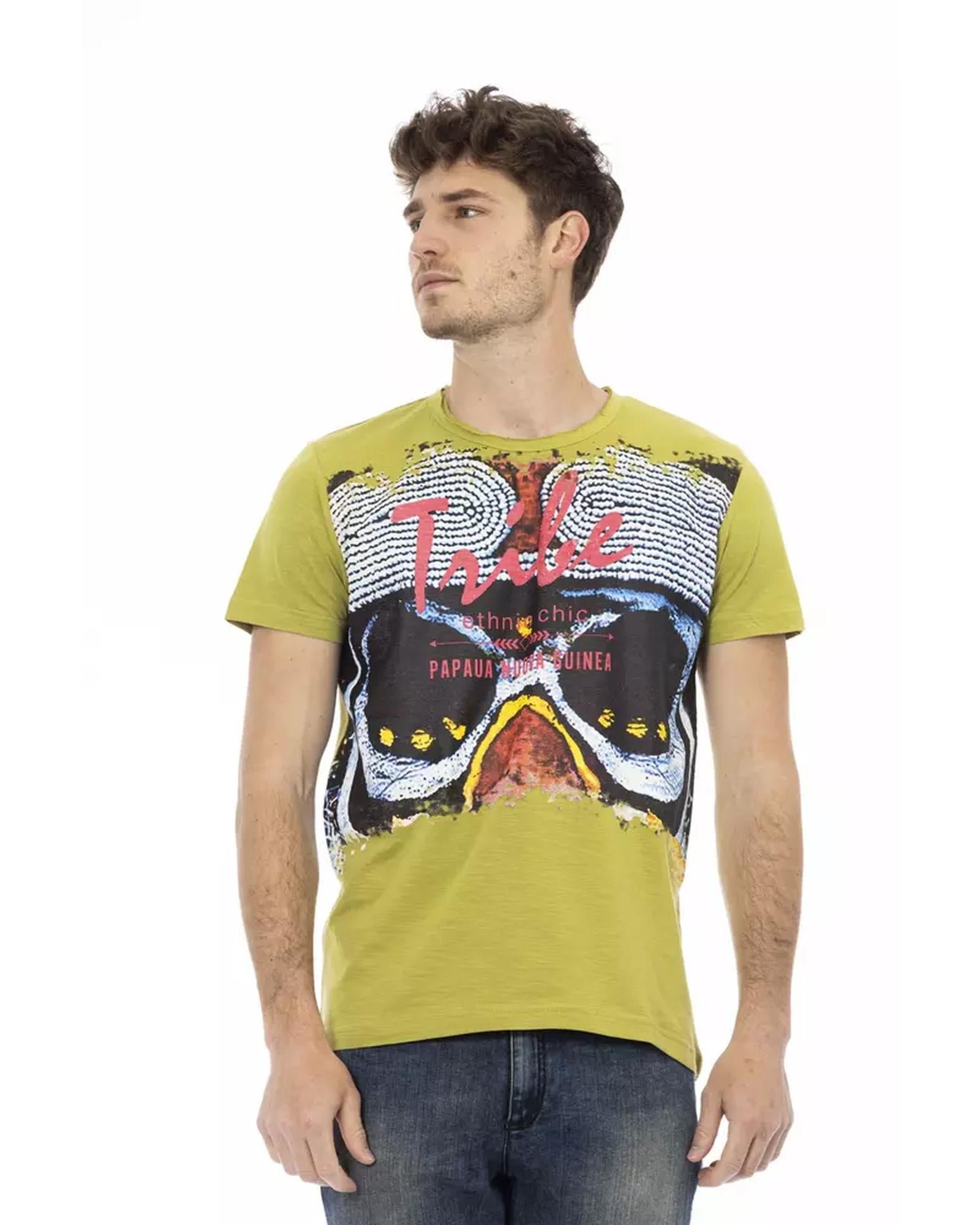 Short Sleeve T-shirt with Round Neck and Front Print S Men Main image