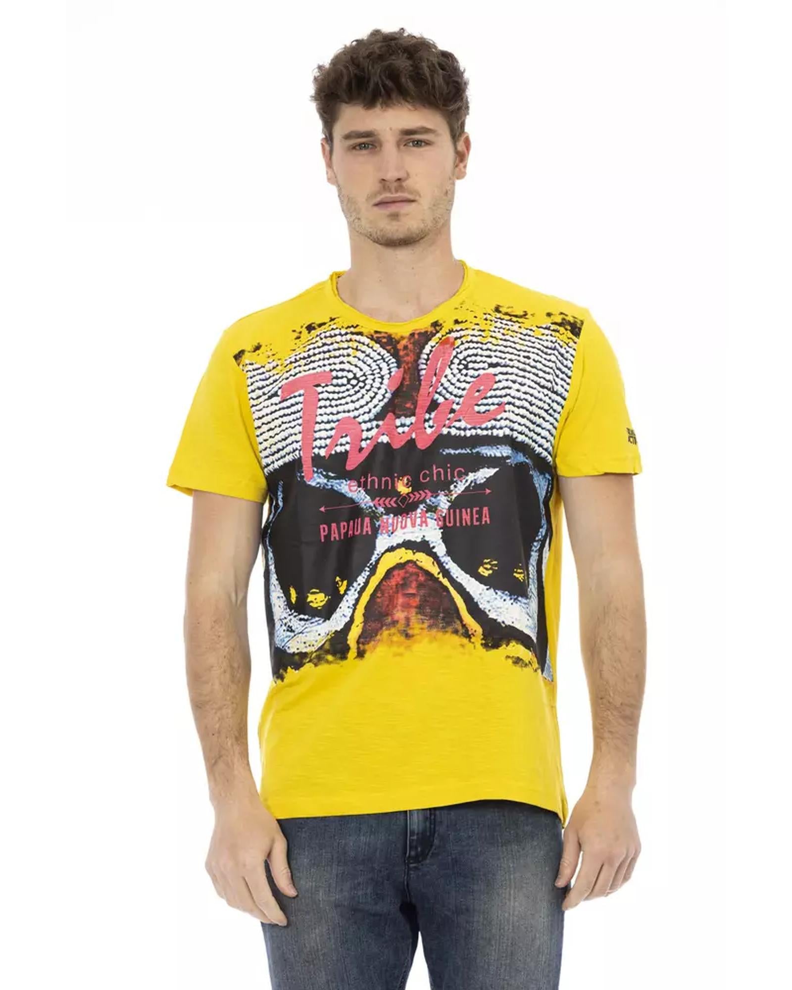 Front Print Short Sleeve T-shirt with Round Neck 2XL Men Main image