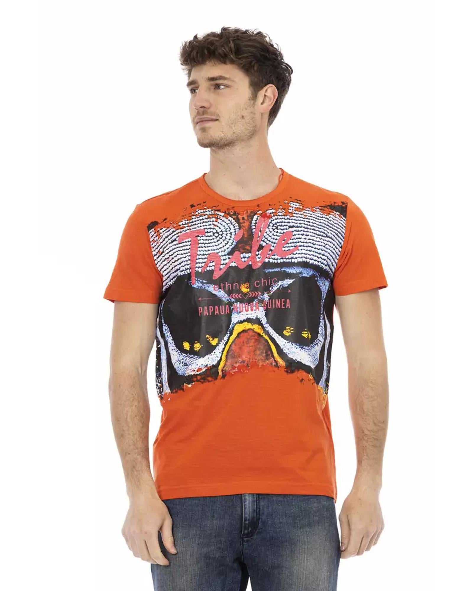 Short Sleeve Round Neck T-shirt with Front Print 2XL Men Main image