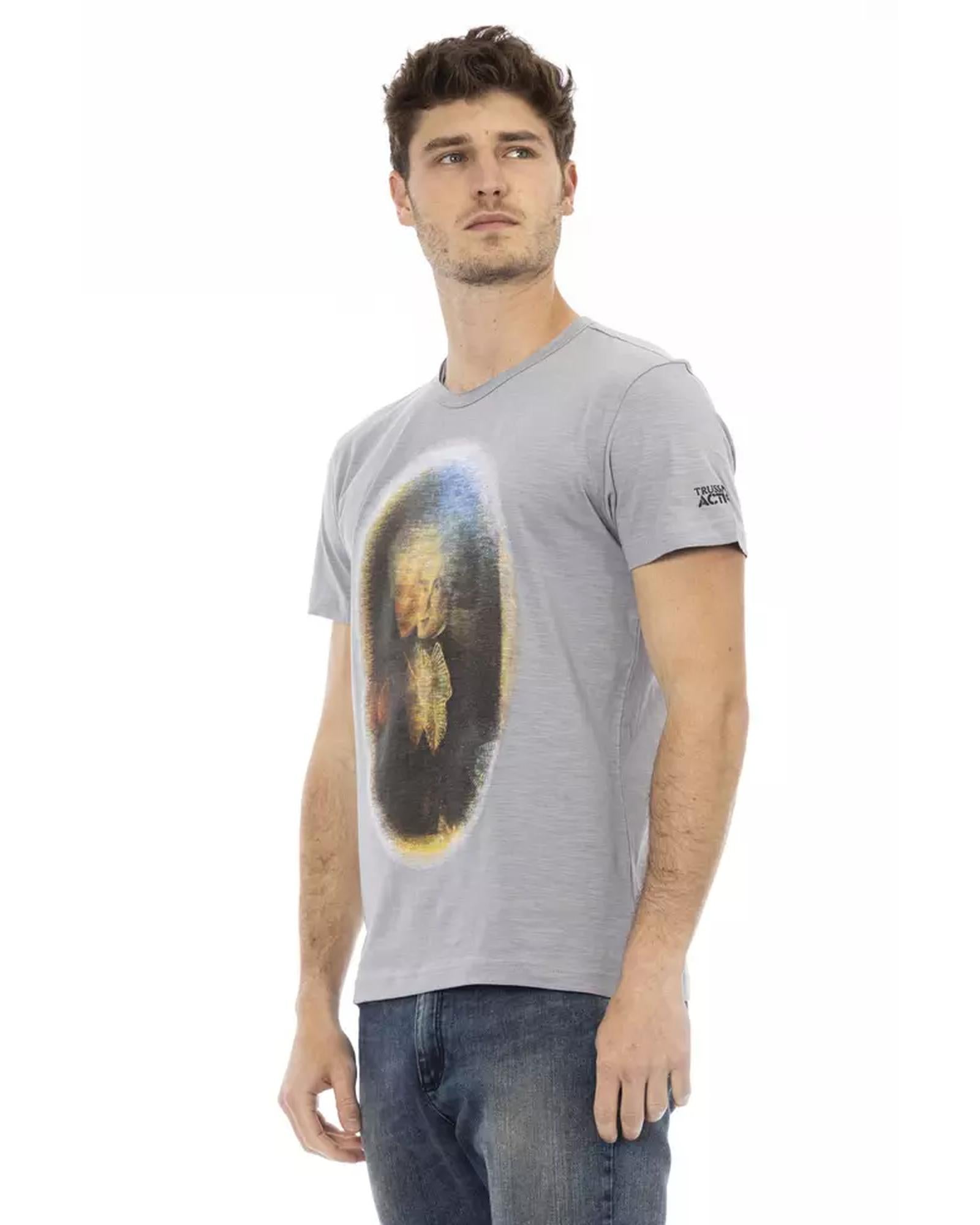 Short Sleeve T-shirt with Round Neck and Front Print L Men Secondary image