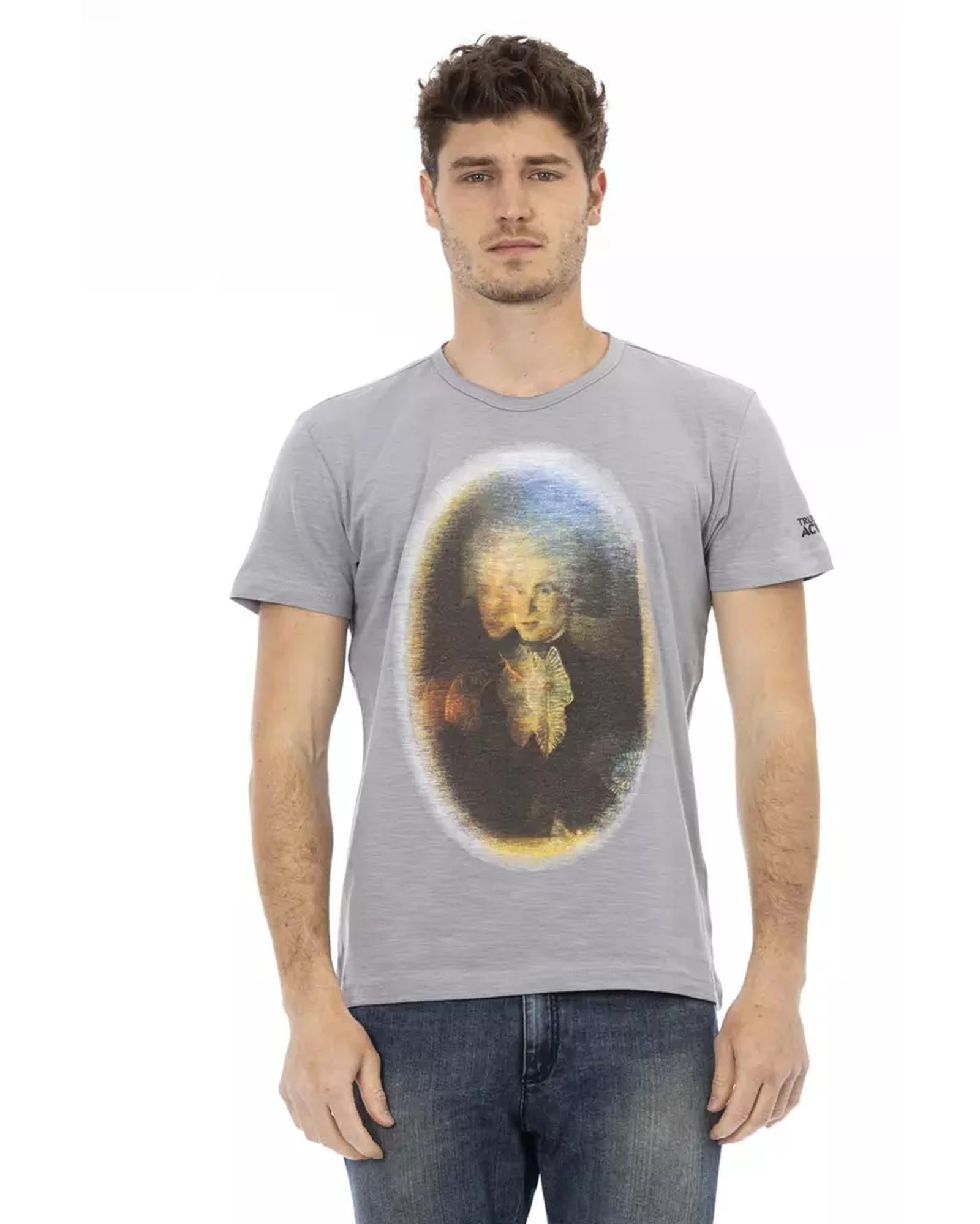 Short Sleeve T-shirt with Round Neck and Front Print M Men Main image