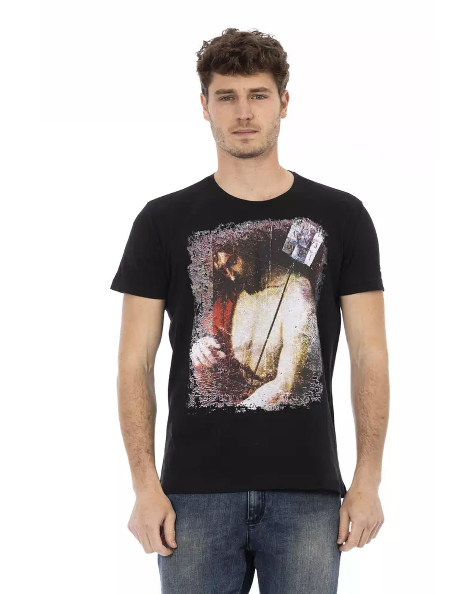 Short Sleeve T-shirt with Round Neck and Front Print XL Men Main image