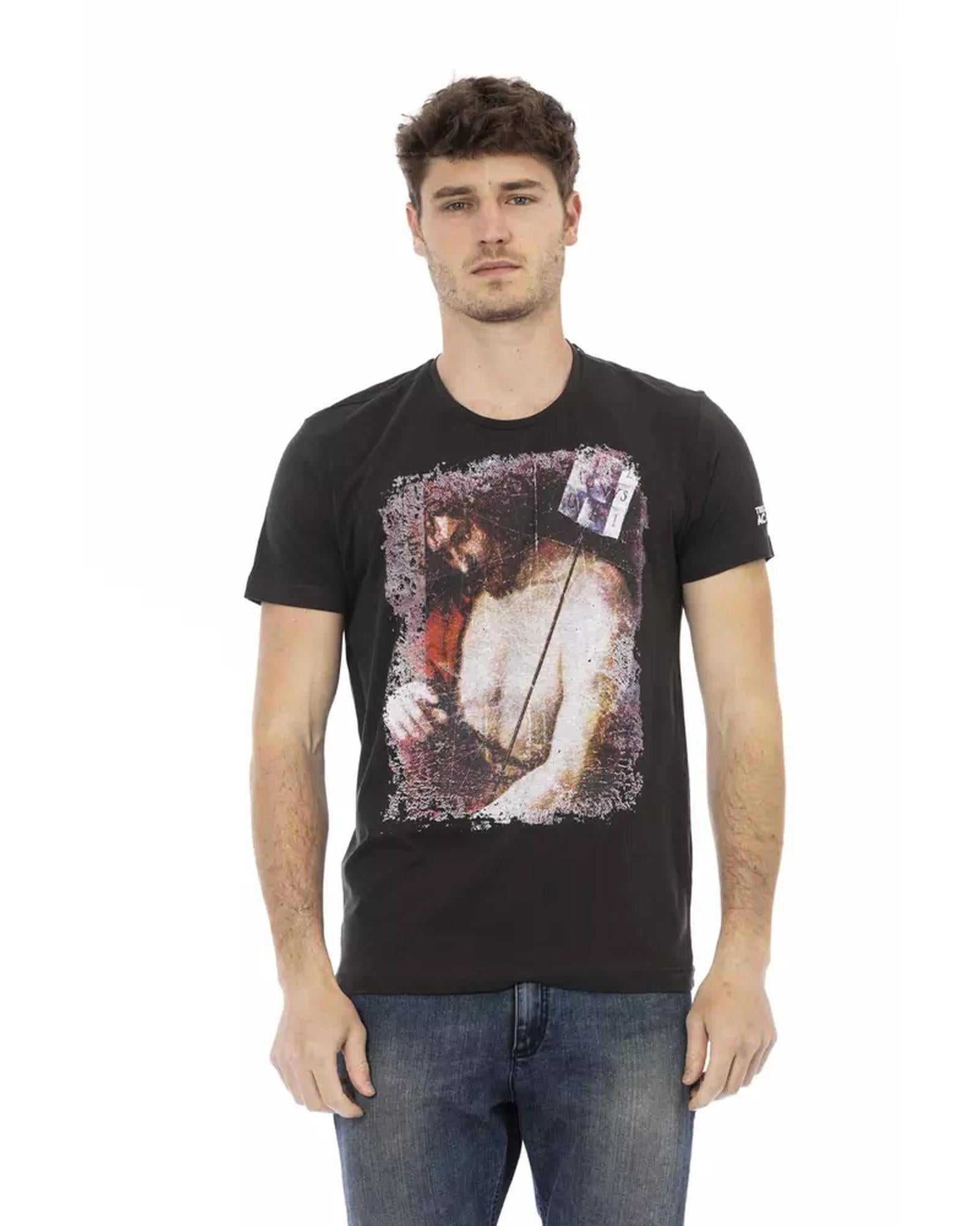Short Sleeve T-shirt with Round Neck and Front Print S Men Main image