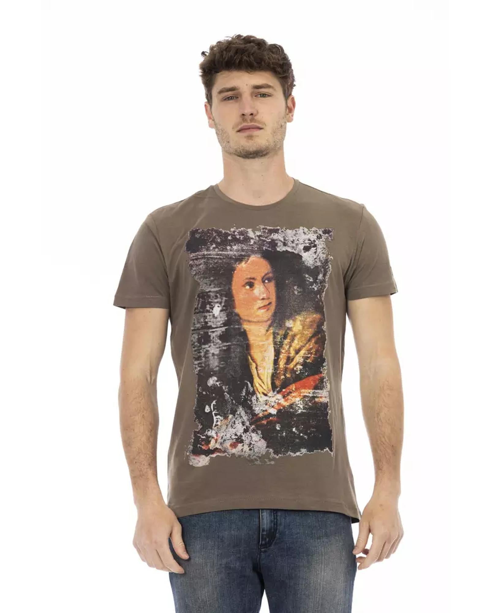 Printed Short Sleeve T-shirt with Round Neck L Men Main image