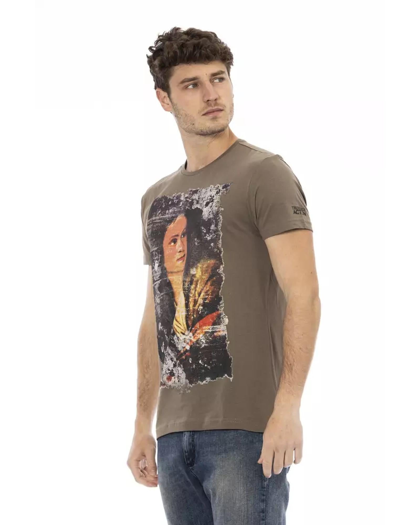 Printed Short Sleeve T-shirt with Round Neck M Men Secondary image
