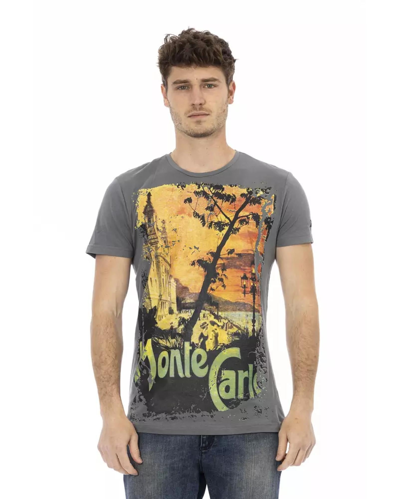 Short Sleeve T-Shirt with Round Neck and Front Print 2XL Men Main image
