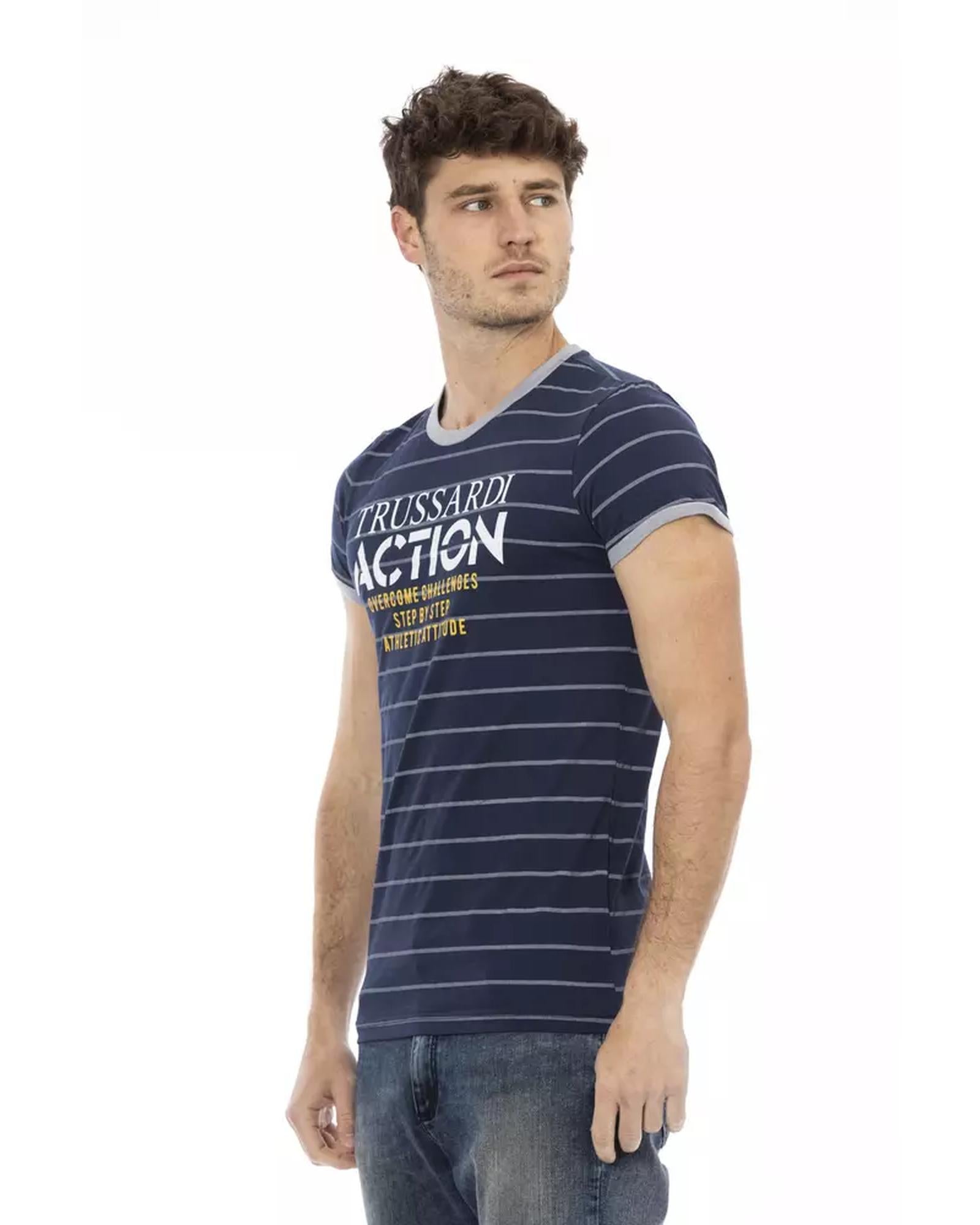 Printed Short Sleeve T-shirt with Round Neck L Men Secondary image
