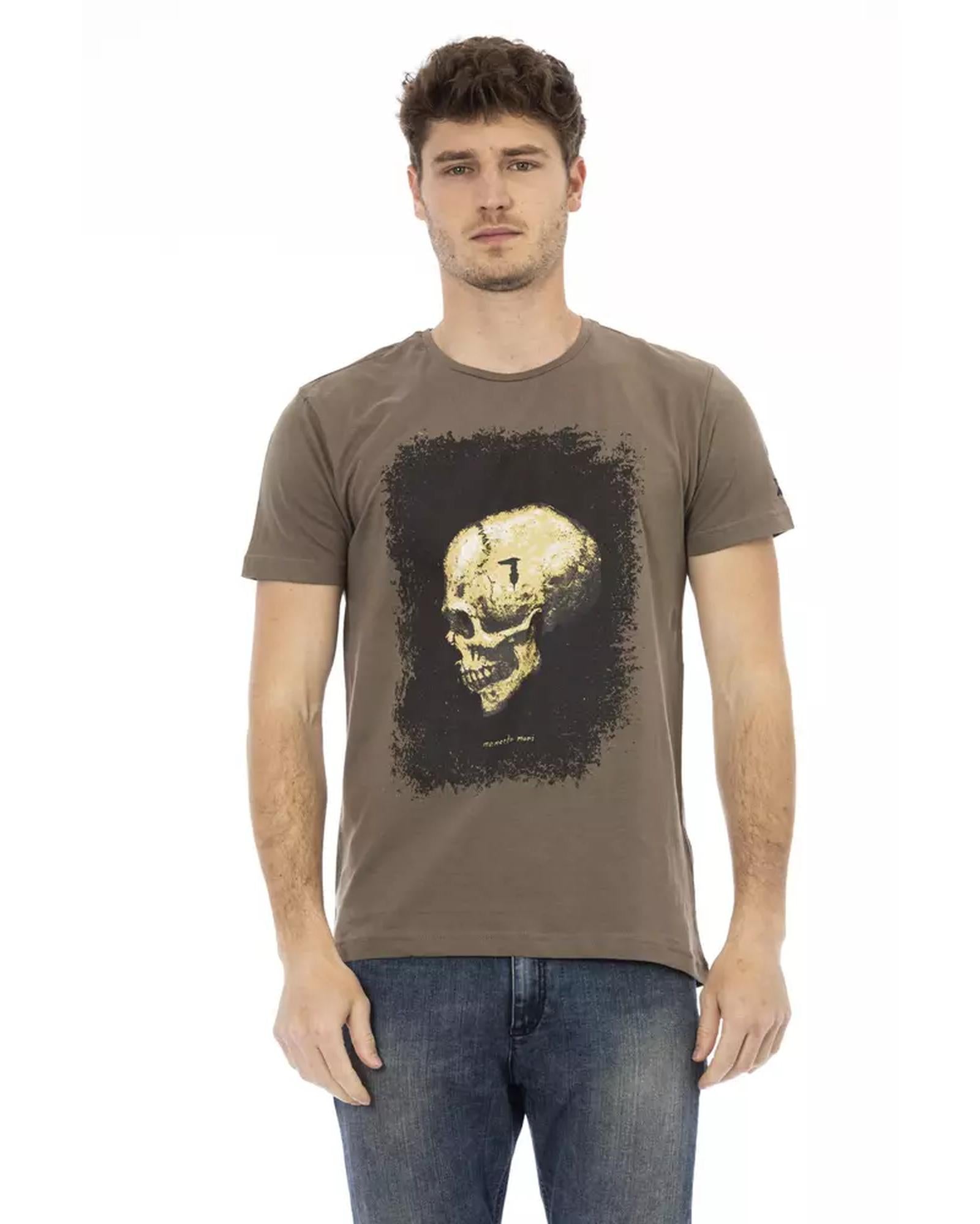 Short Sleeve Round Neck T-shirt with Front Print S Men Main image