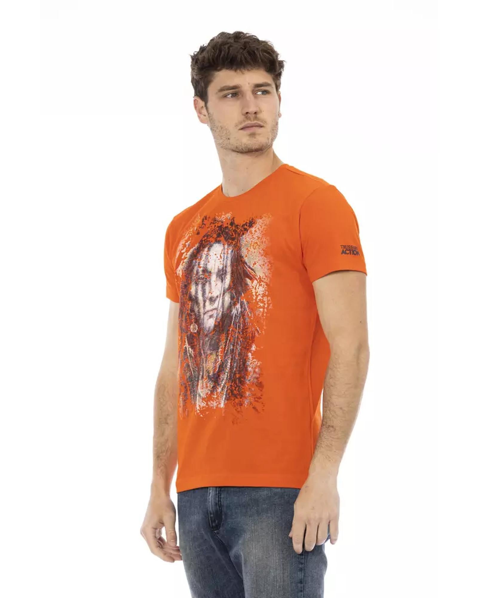 Black Short Sleeve T-shirt with Front Print 2XL Men Secondary image