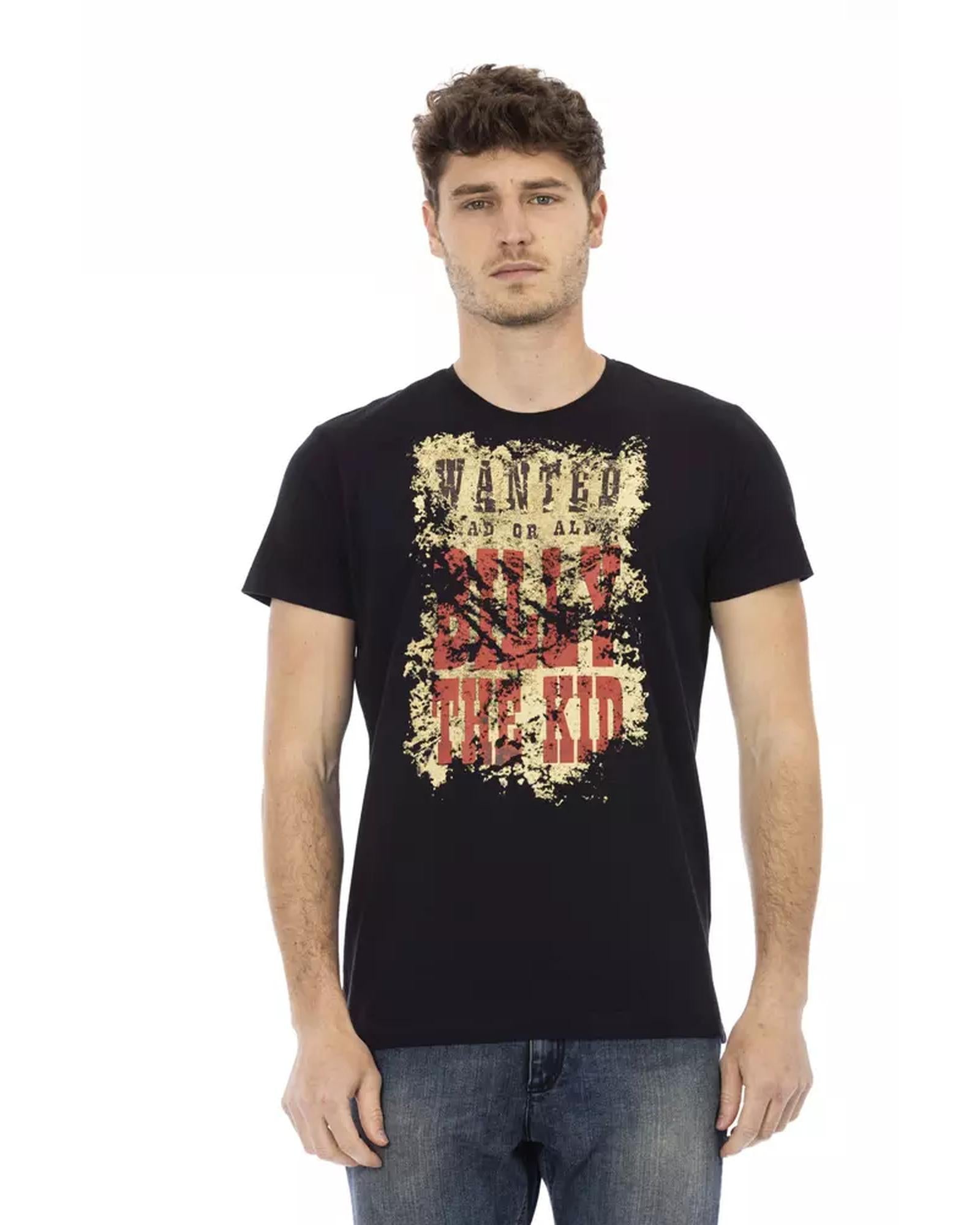 Front Print Short Sleeve T-shirt with Round Neck M Men Main image