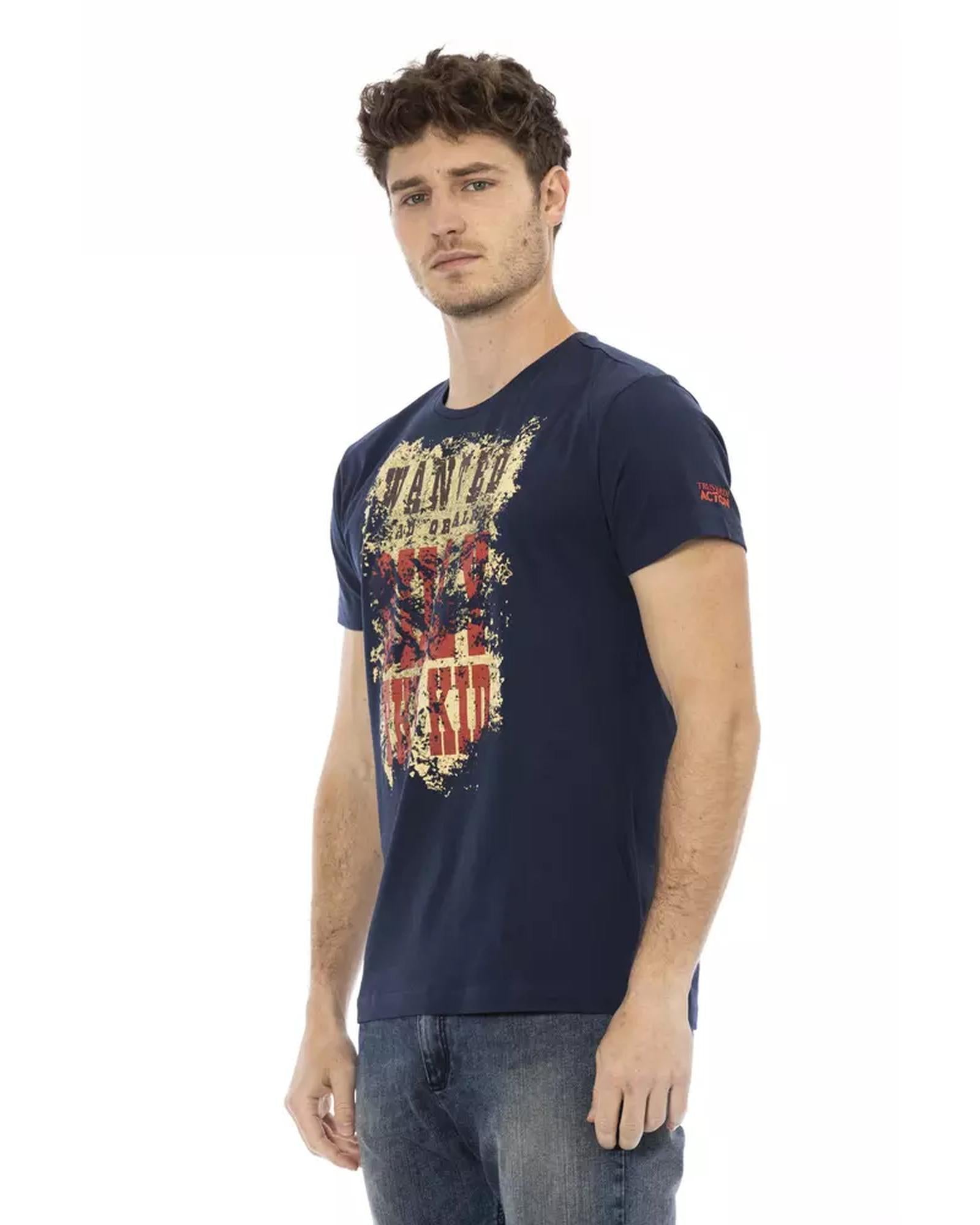 Printed Short Sleeve T-shirt with Round Neck M Men Secondary image