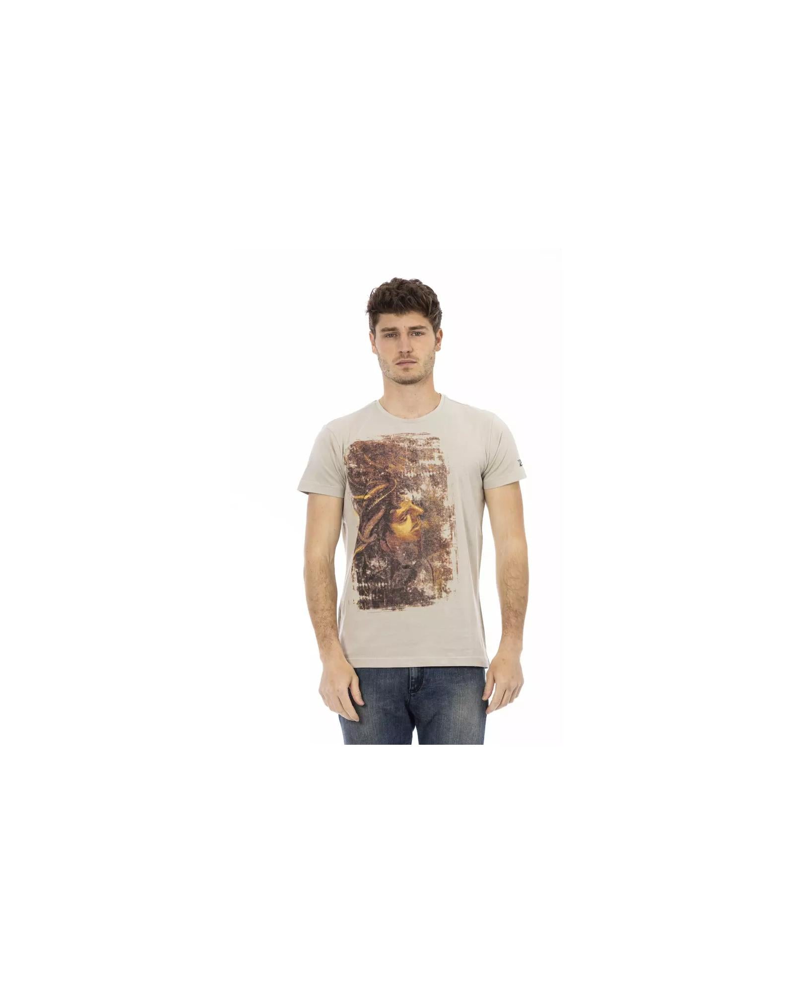 Round Neck Short Sleeve T-shirt with Front Print L Men Main image