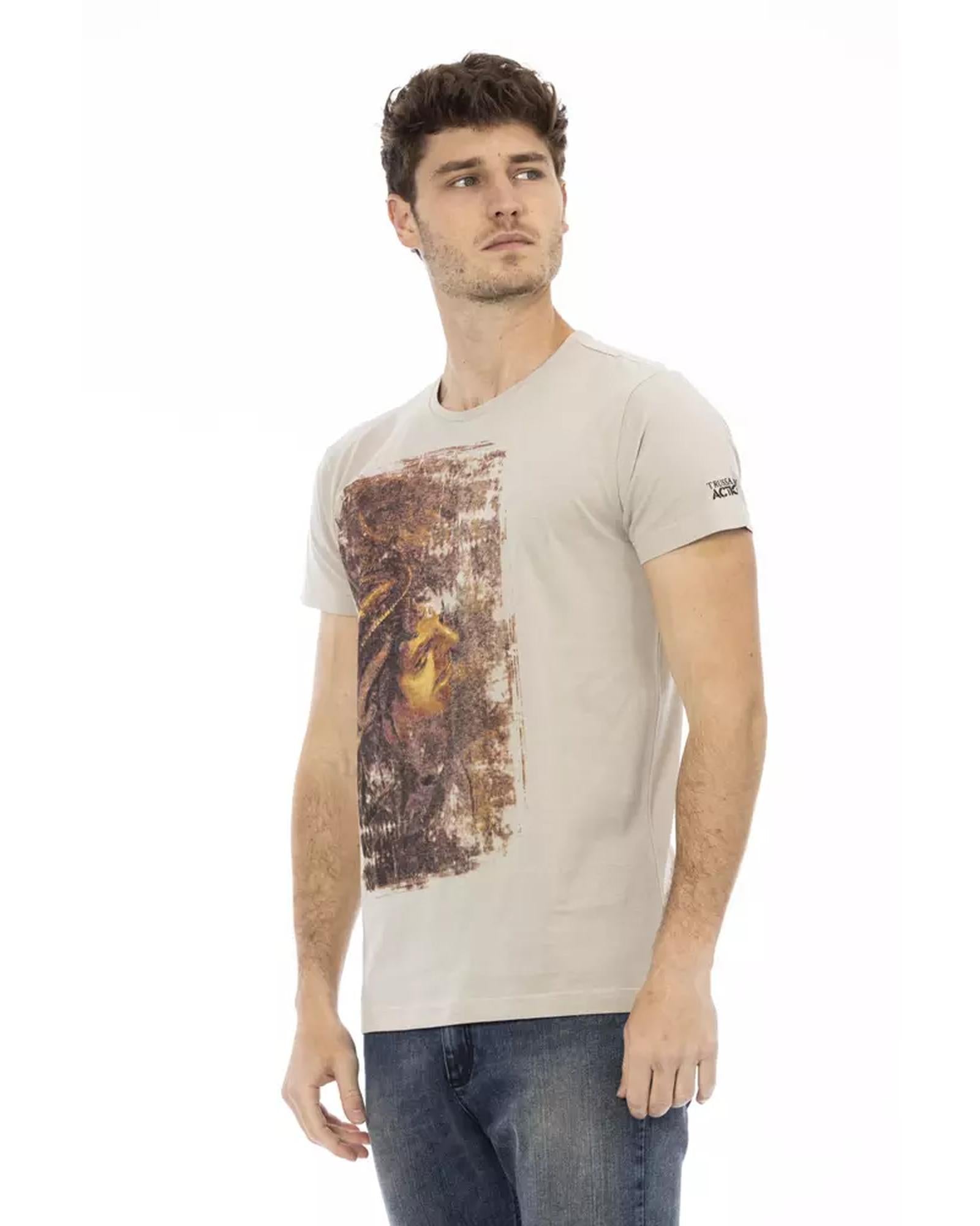 Round Neck Short Sleeve T-shirt with Front Print L Men Secondary image