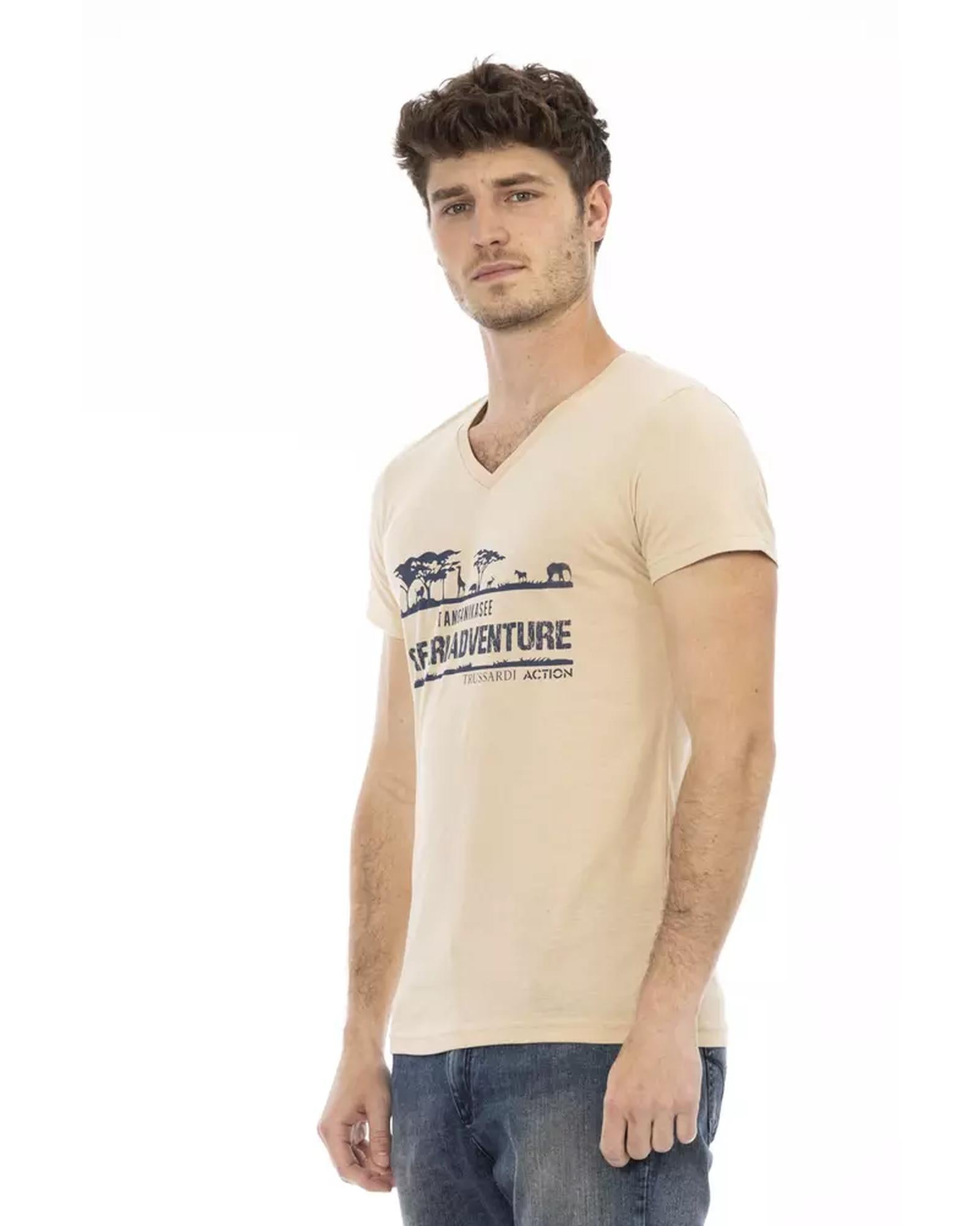 Short Sleeve T-shirt with V-neck and Front Print M Men Secondary image