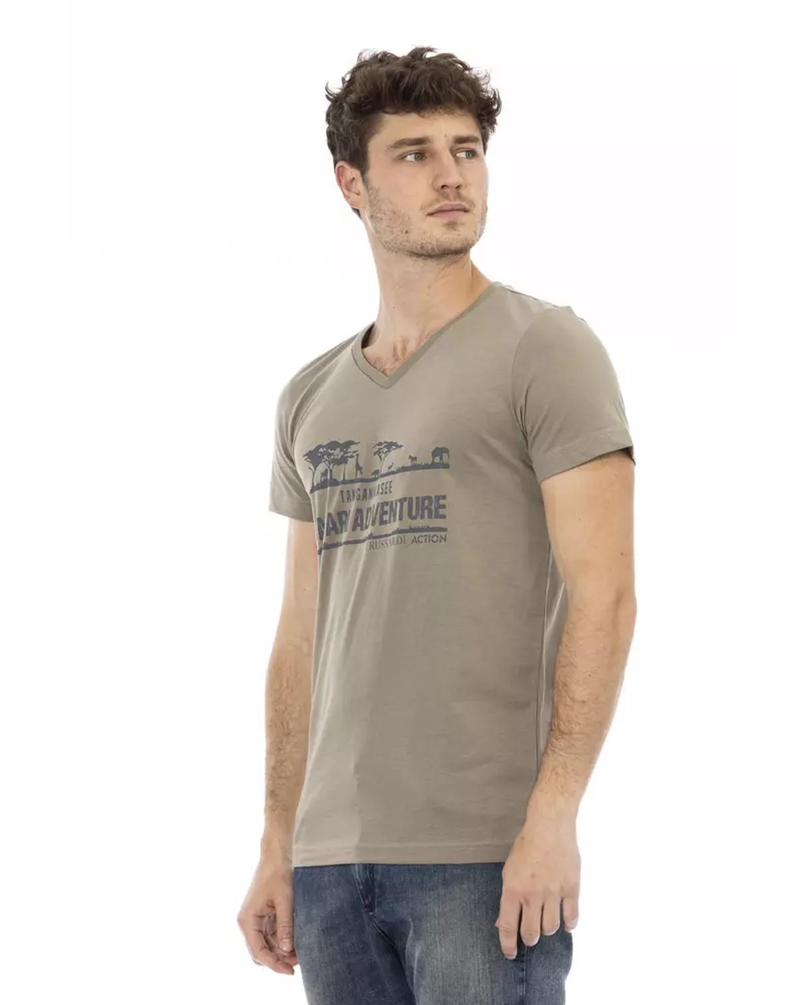 Short Sleeve V-Neck T-Shirt with Front Print 2XL Men Secondary image