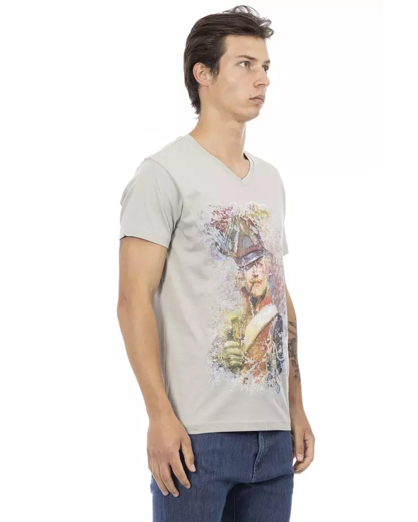 Short Sleeve T-shirt with V-neck and Front Print L Men Secondary image
