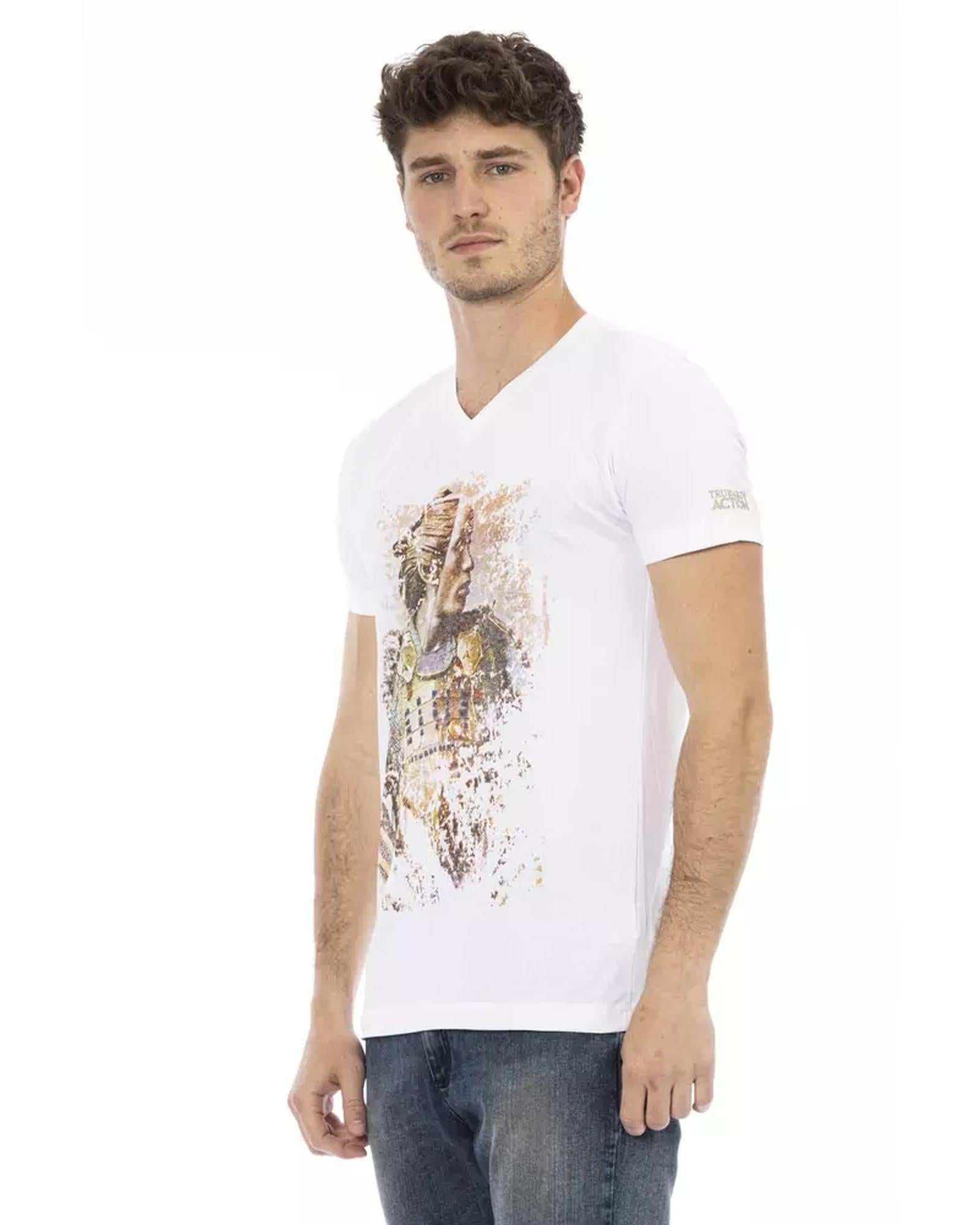 Short Sleeve V-Neck T-shirt with Front Print 3XL Men Secondary image