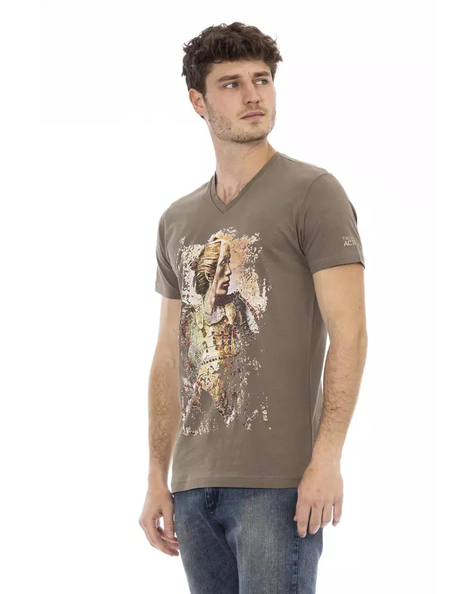 Short Sleeve V-Neck T-shirt with Front Print L Men Secondary image