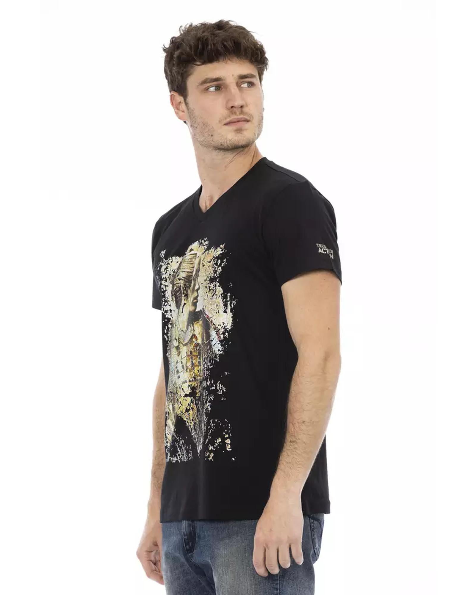 Short Sleeve V-Neck T-shirt with Front Print L Men Secondary image