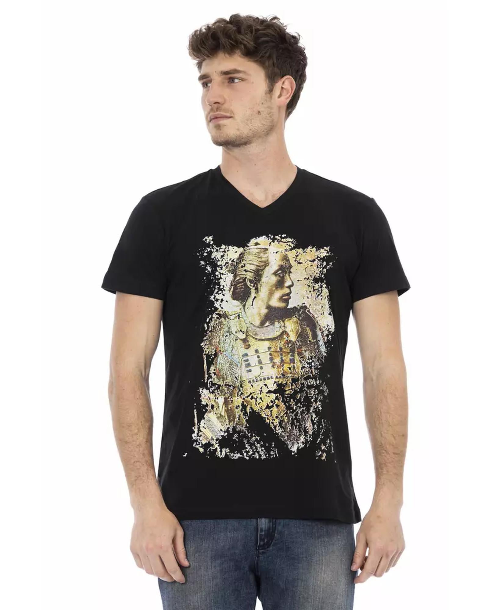 Short Sleeve V-Neck T-shirt with Front Print 2XL Men Main image