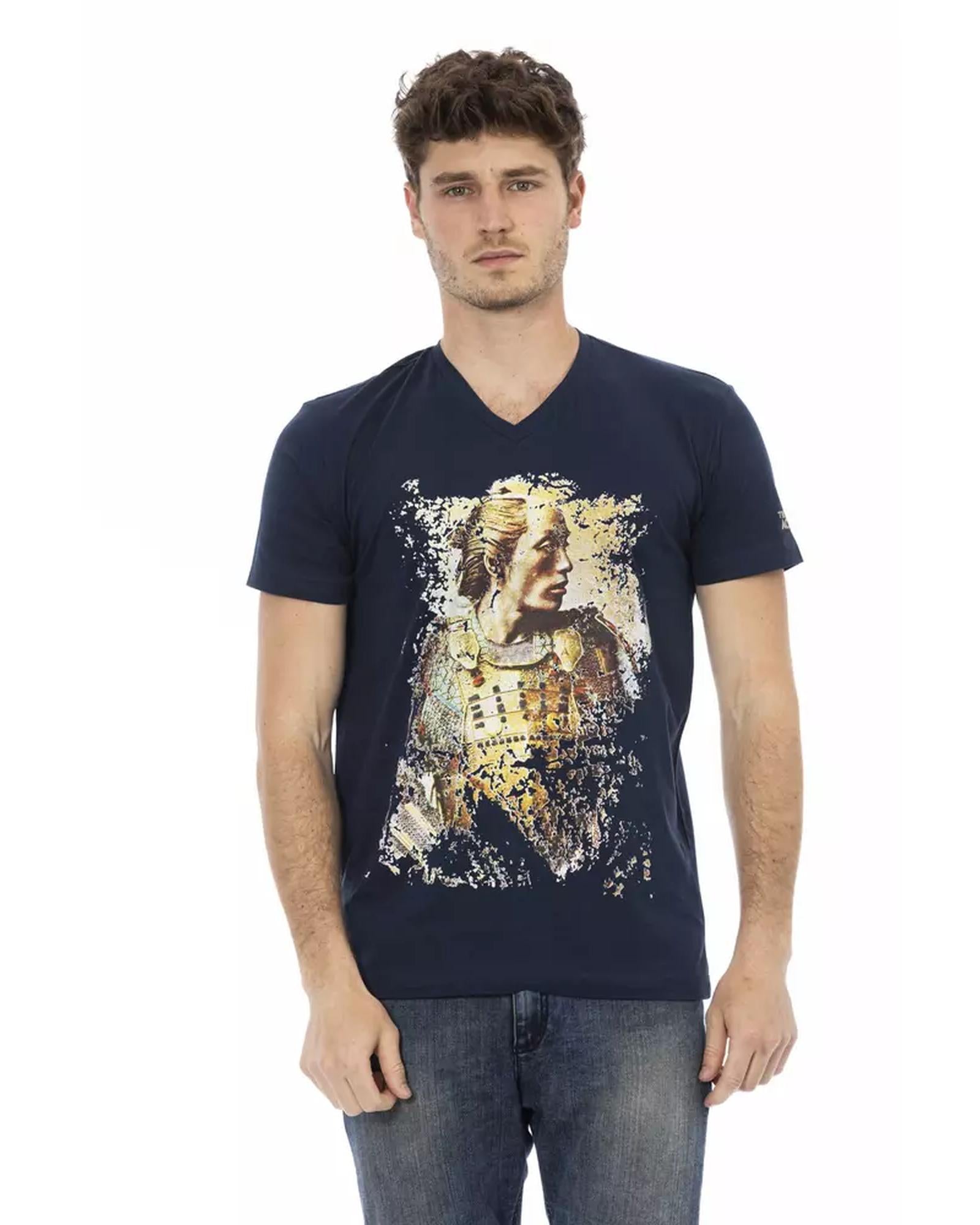 Short Sleeve T-shirt with V-neck and Front Print L Men Main image