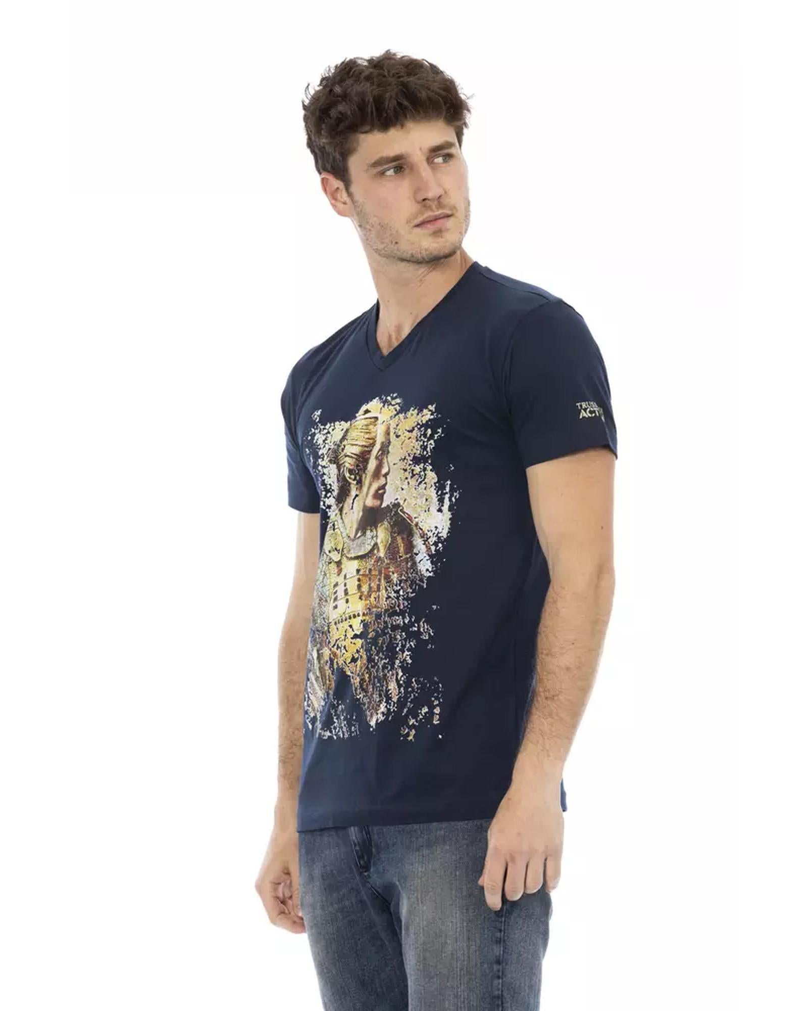 Short Sleeve T-shirt with V-neck and Front Print L Men Secondary image