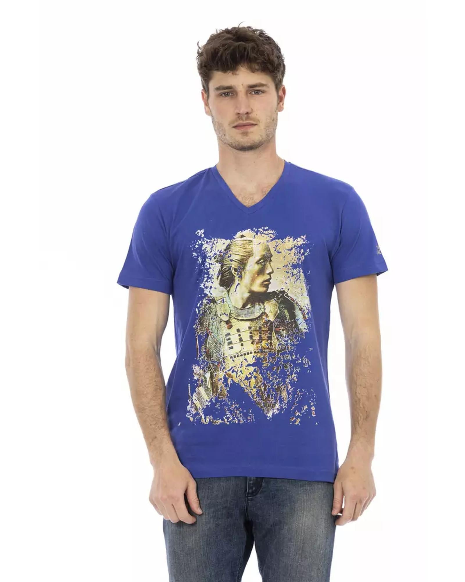 Short Sleeve V-Neck T-shirt with Front Print 3XL Men Main image