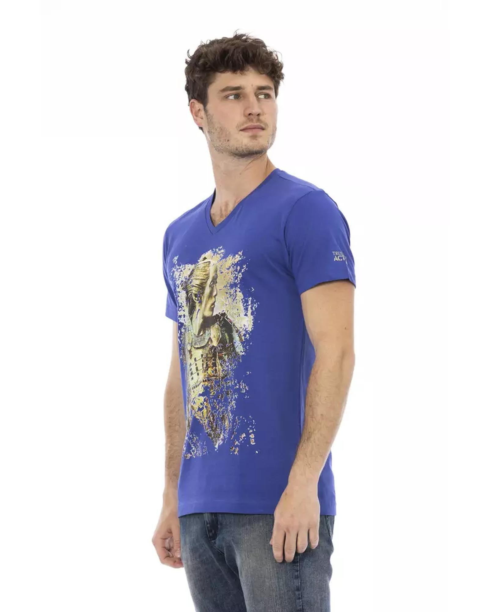 Short Sleeve V-Neck T-shirt with Front Print L Men Secondary image
