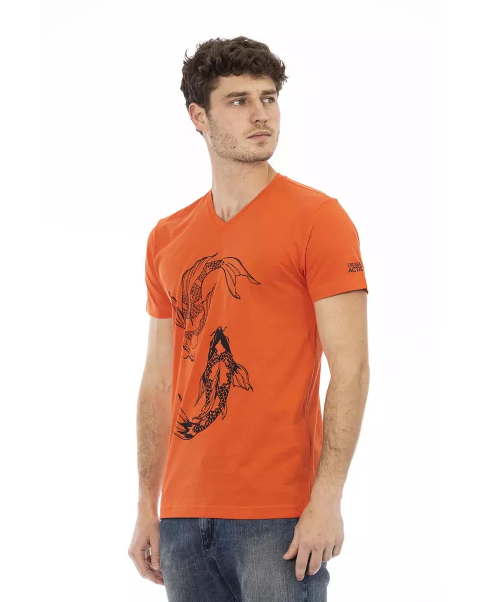 Front Print Short Sleeve V-Neck T-Shirt L Men Secondary image